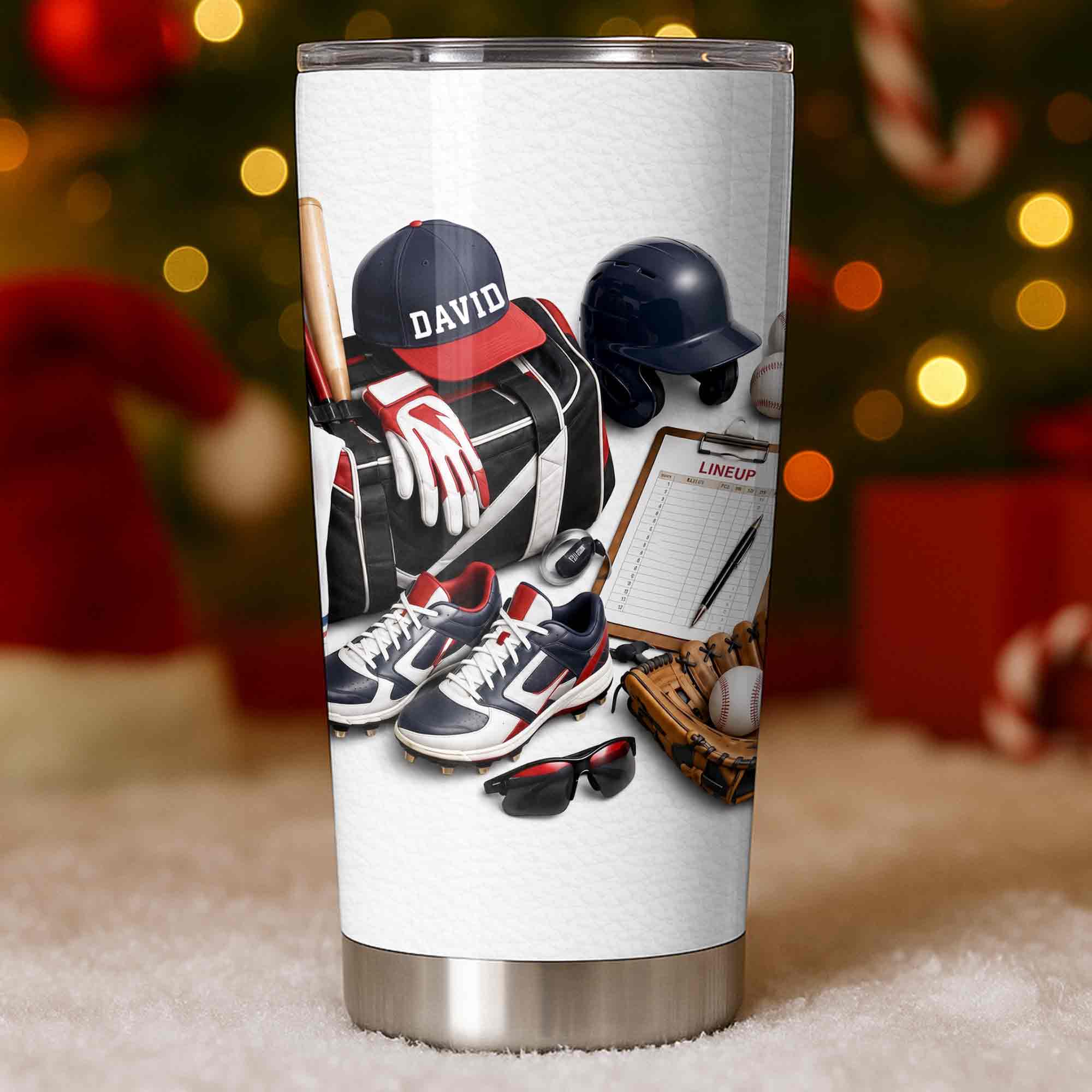 Personalized Stainless Steel Tumbler Custom Name Gift for Baseball Lovers Tumbler GradoCreations