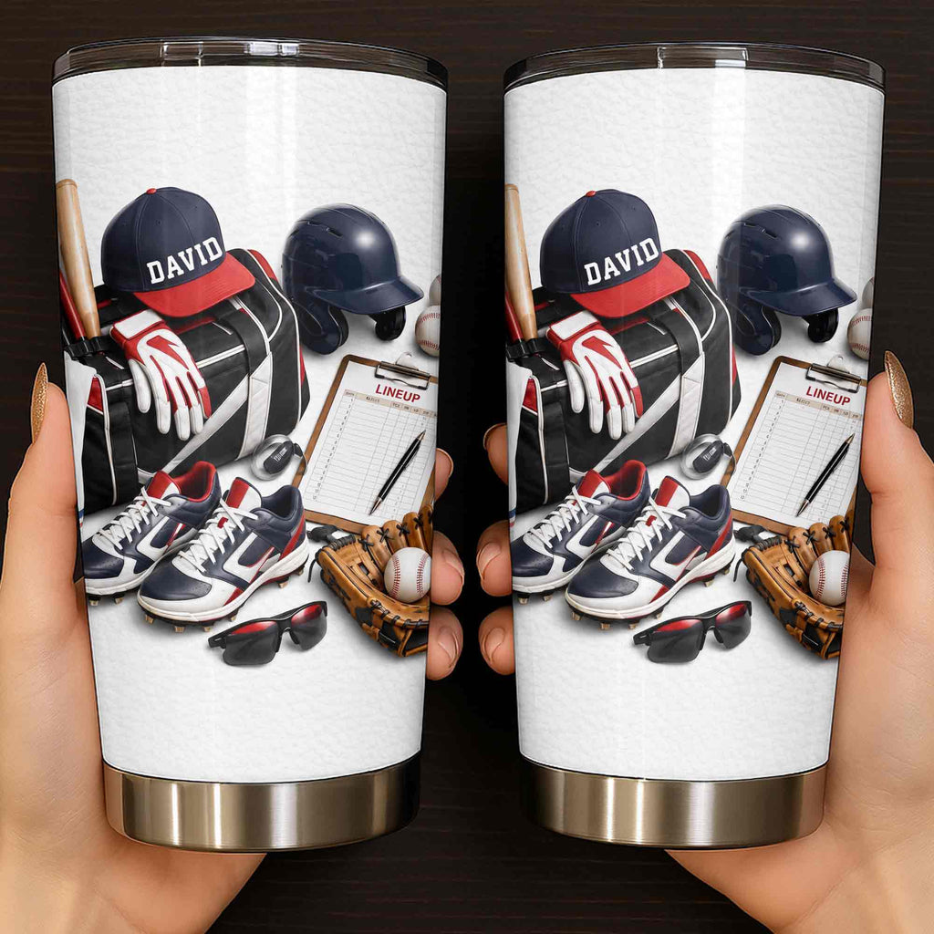 Personalized Stainless Steel Tumbler Custom Name Gift for Baseball Lovers Tumbler GradoCreations