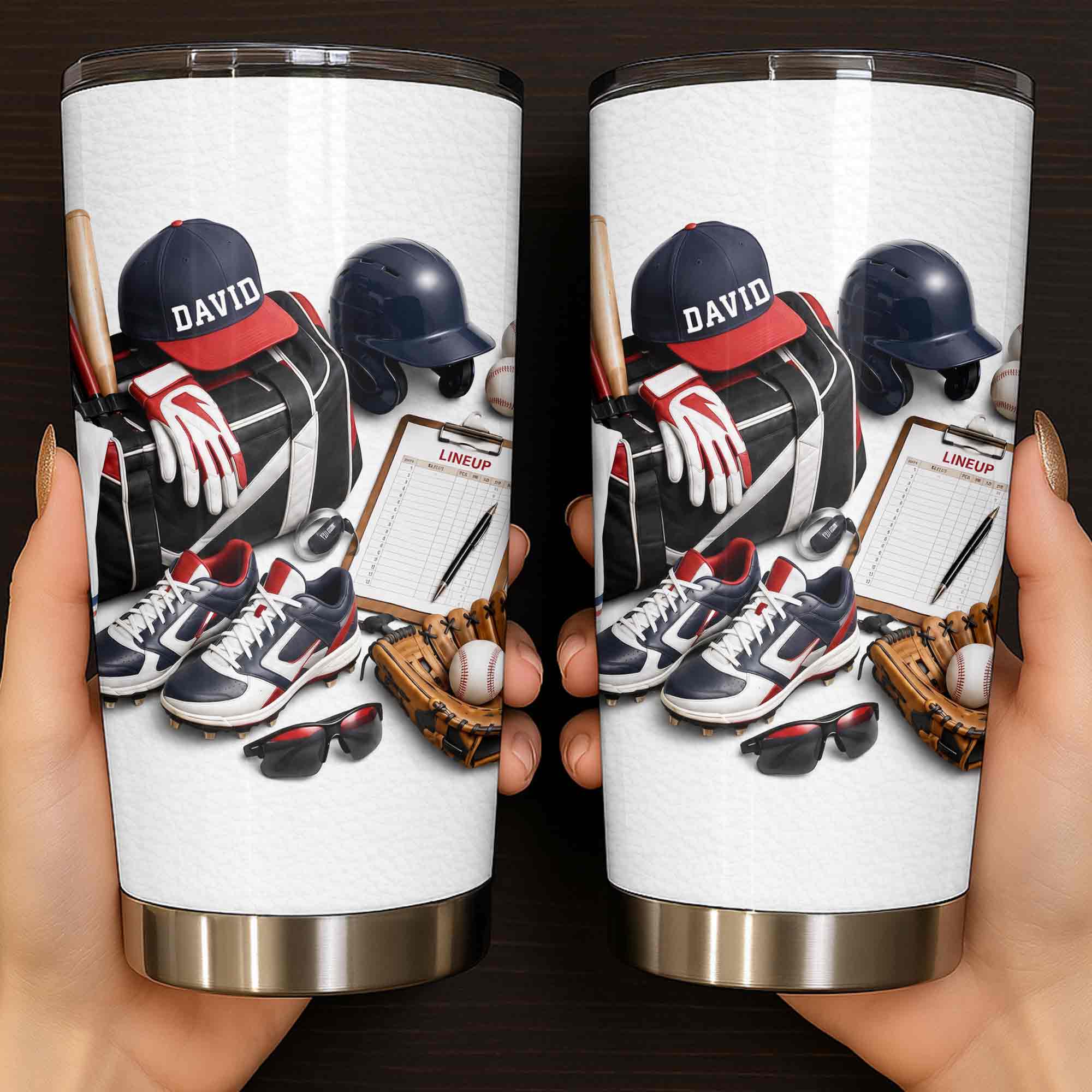 Personalized Stainless Steel Tumbler Custom Name Gift for Baseball Lovers Tumbler GradoCreations