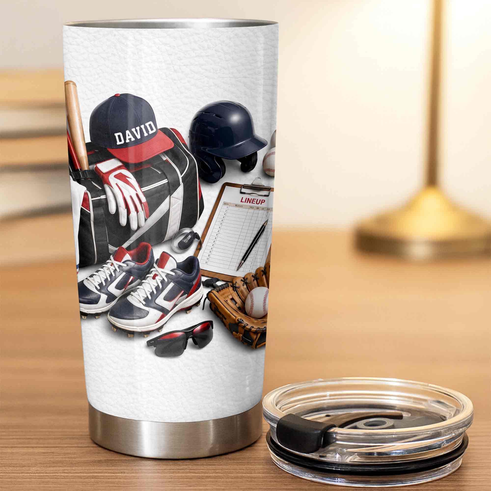 Personalized Stainless Steel Tumbler Custom Name Gift for Baseball Lovers Tumbler GradoCreations