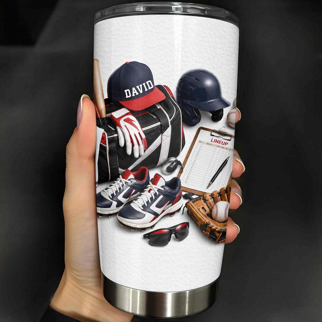 Personalized Stainless Steel Tumbler Custom Name Gift for Baseball Lovers Tumbler GradoCreations
