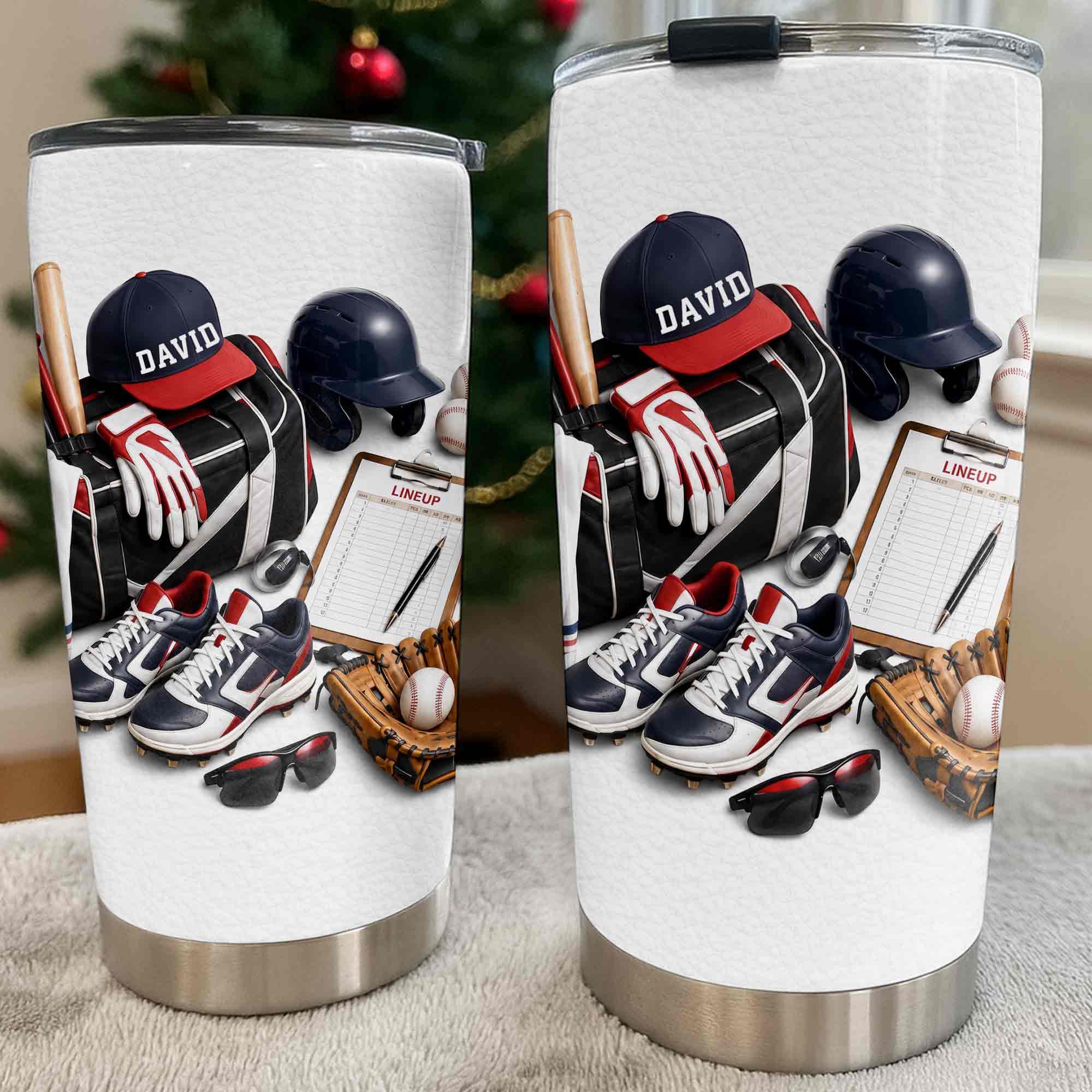 Personalized Stainless Steel Tumbler Custom Name Gift for Baseball Lovers Tumbler GradoCreations