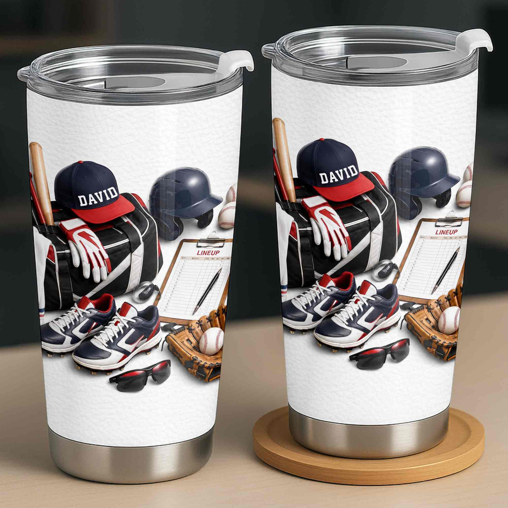Personalized Stainless Steel Tumbler Custom Name Gift for Baseball Lovers Tumbler GradoCreations