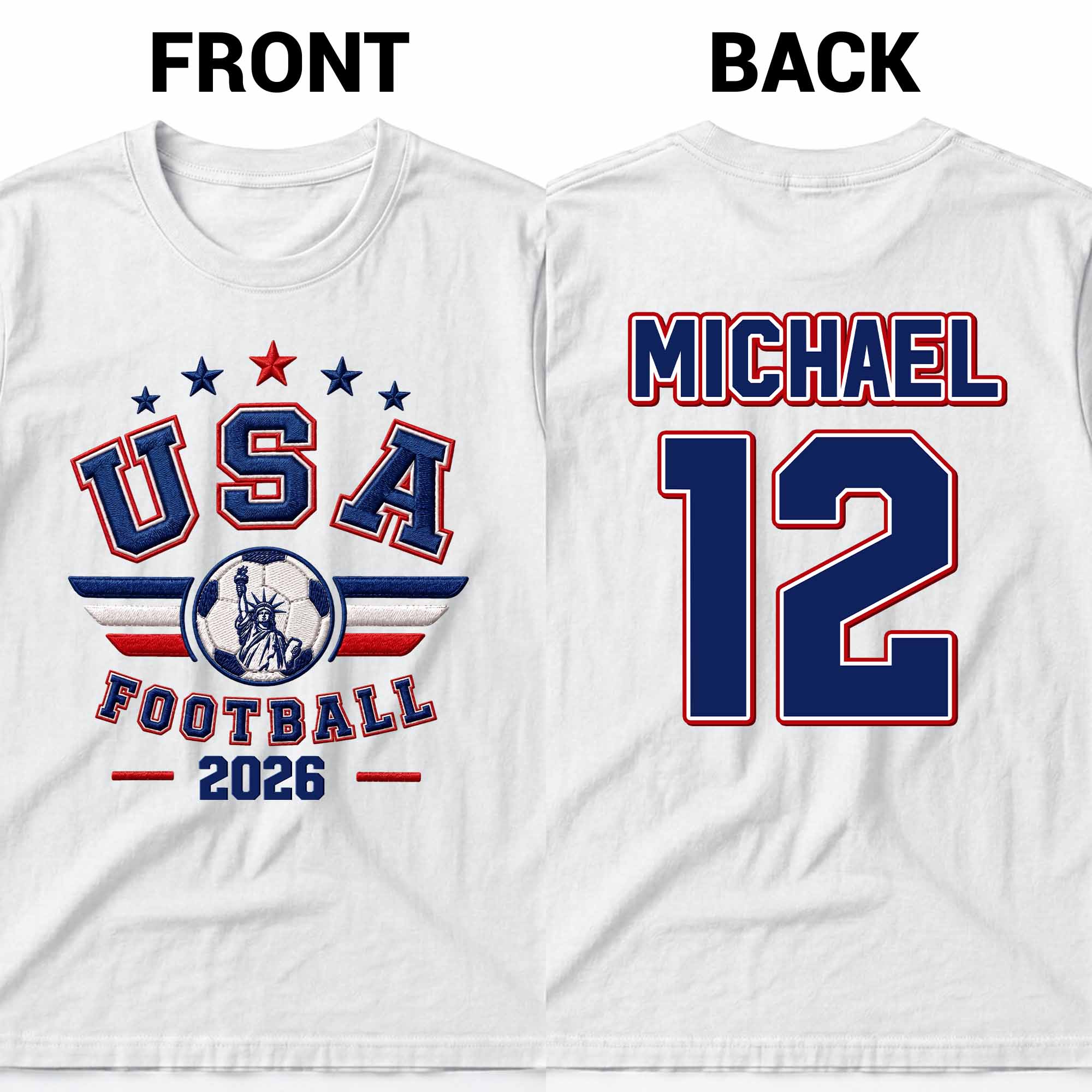 Personalized Soccer Ball Custom Jersey T-Shirt Gift for Him T-Shirt Font and Back GradoCreations