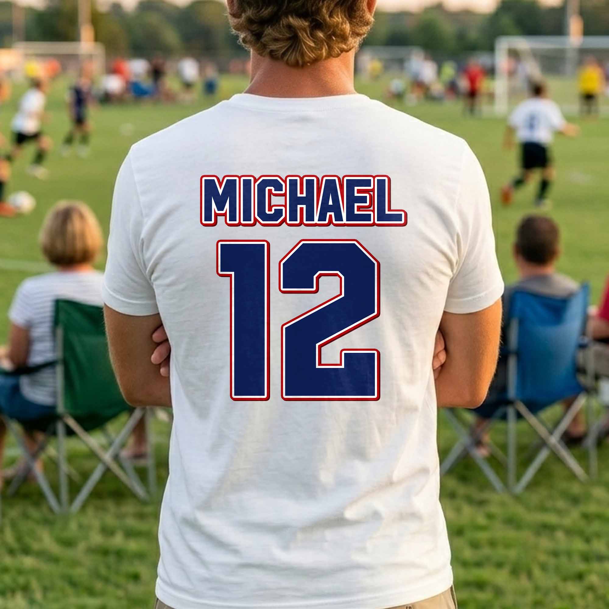Personalized Soccer Ball Custom Jersey T-Shirt Gift for Him T-Shirt Font and Back GradoCreations