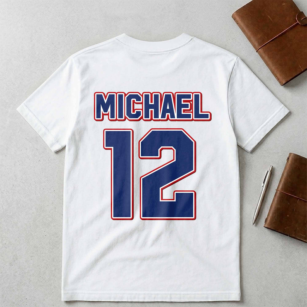 Personalized Soccer Ball Custom Jersey T-Shirt Gift for Him T-Shirt Font and Back GradoCreations