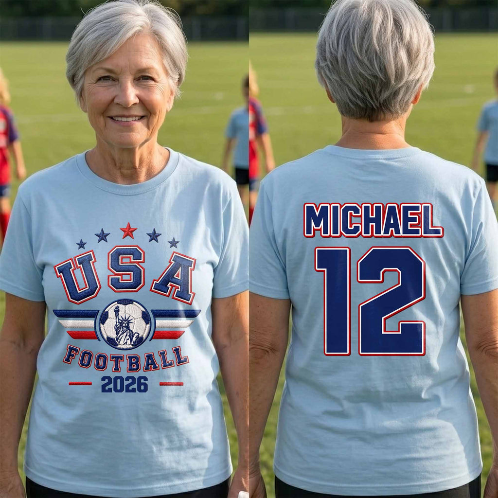 Personalized Soccer Ball Custom Jersey T-Shirt Gift for Him T-Shirt Font and Back GradoCreations