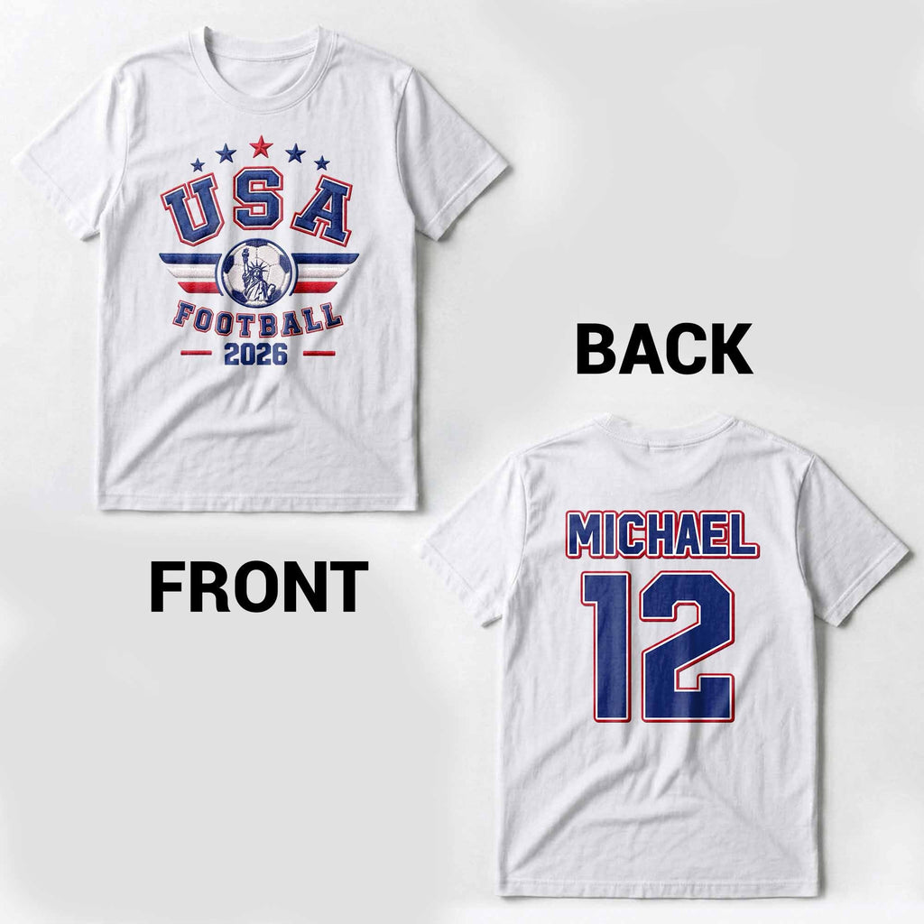 Personalized Soccer Ball Custom Jersey T-Shirt Gift for Him T-Shirt Font and Back GradoCreations