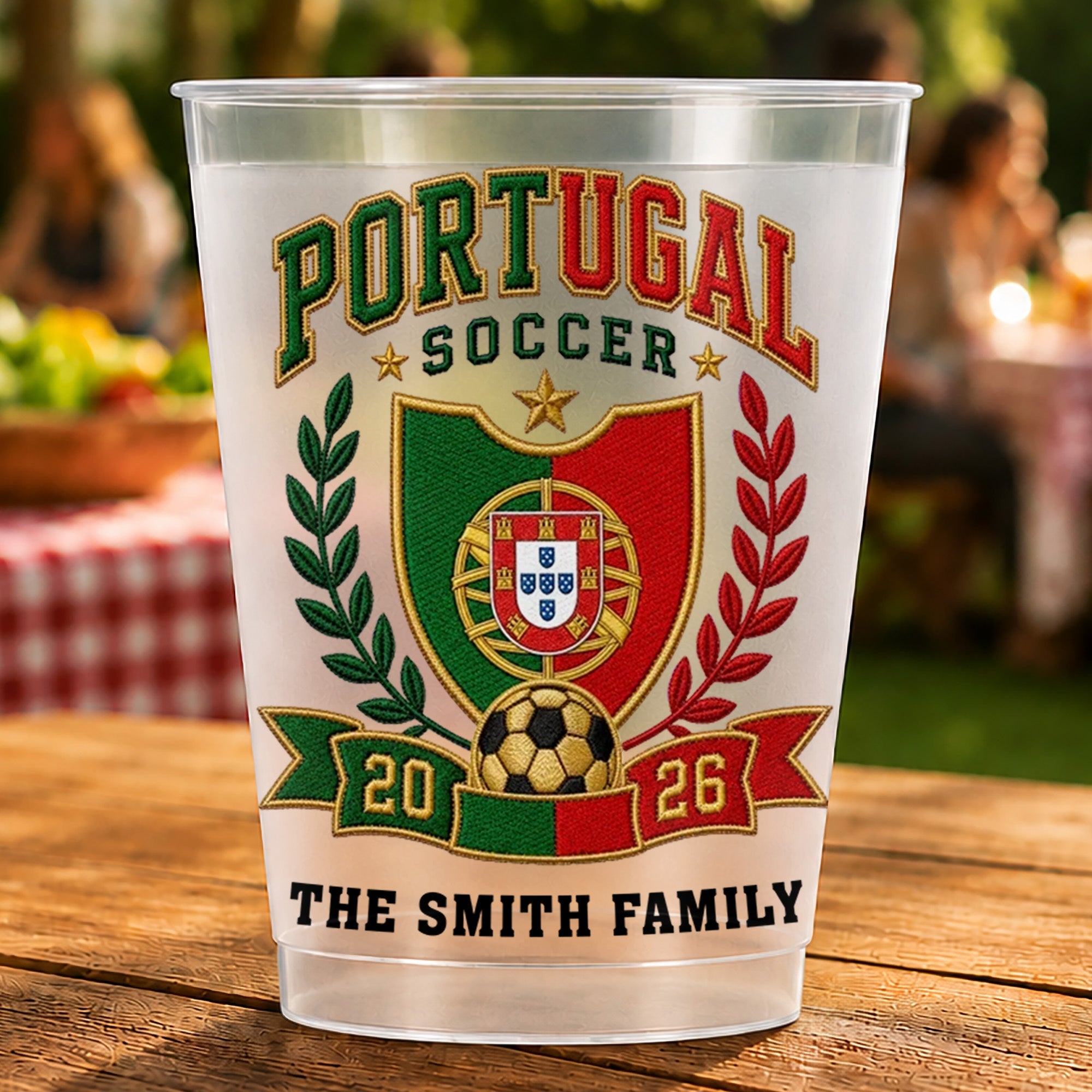 Personalized Frosted Cups with Soccer Crest for Family Events Frosted Cups GradoCreations
