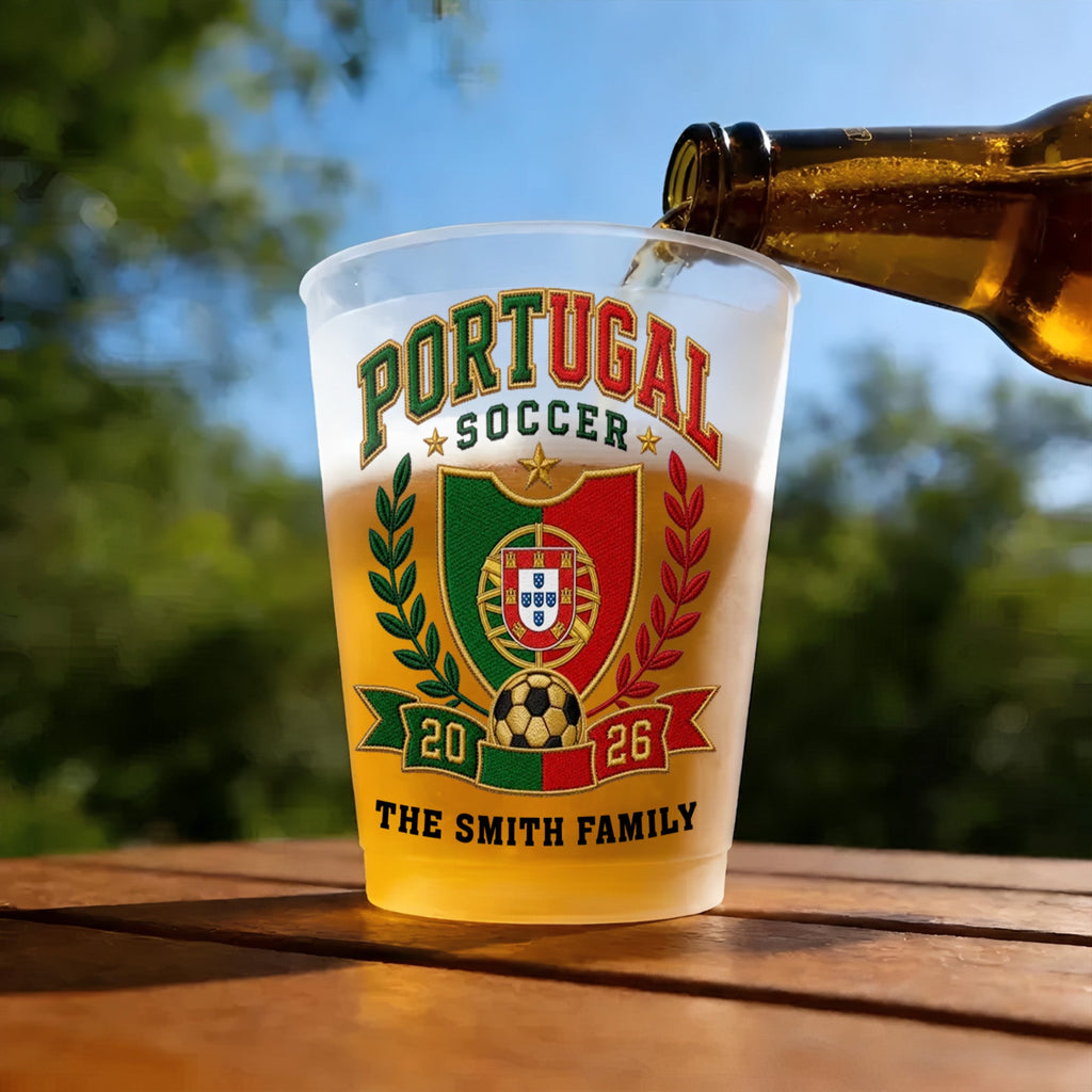 Personalized Frosted Cups with Soccer Crest for Family Events Frosted Cups GradoCreations