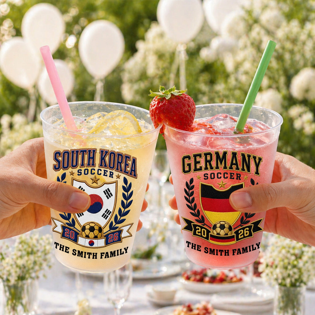Personalized Frosted Cups with Soccer Crest for Family Events Frosted Cups GradoCreations