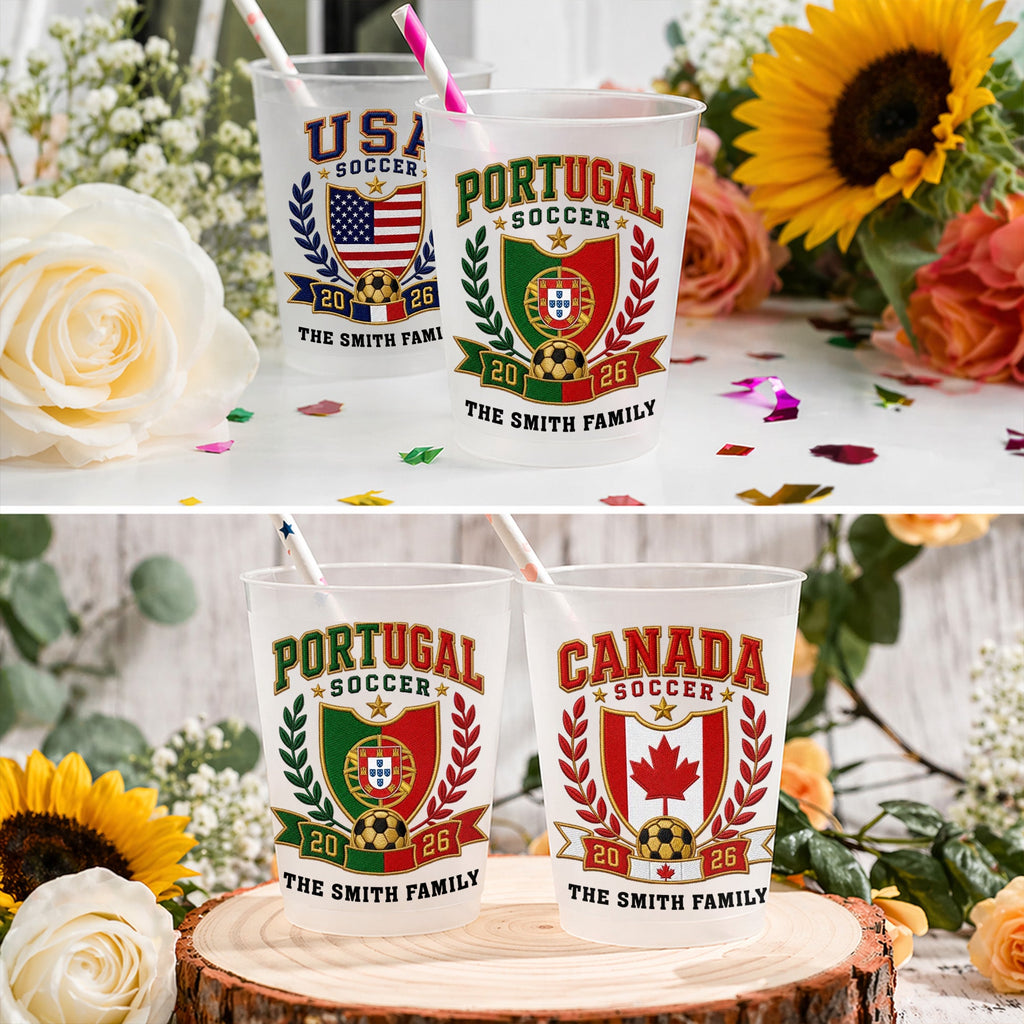 Personalized Frosted Cups with Soccer Crest for Family Events Frosted Cups GradoCreations