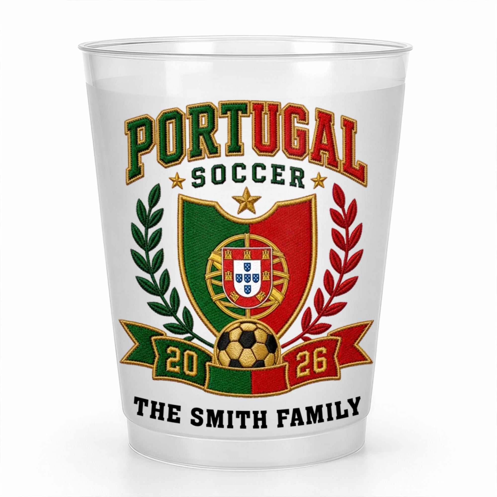 Personalized Frosted Cups with Soccer Crest for Family Events Frosted Cups GradoCreations