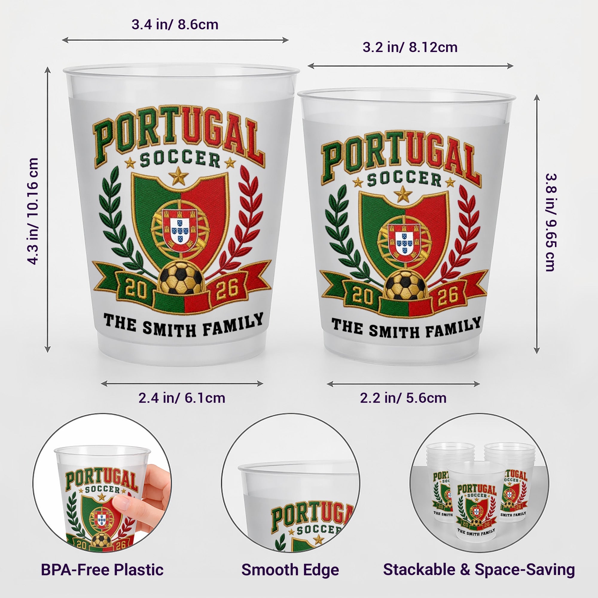 Personalized Frosted Cups with Soccer Crest for Family Events Frosted Cups GradoCreations
