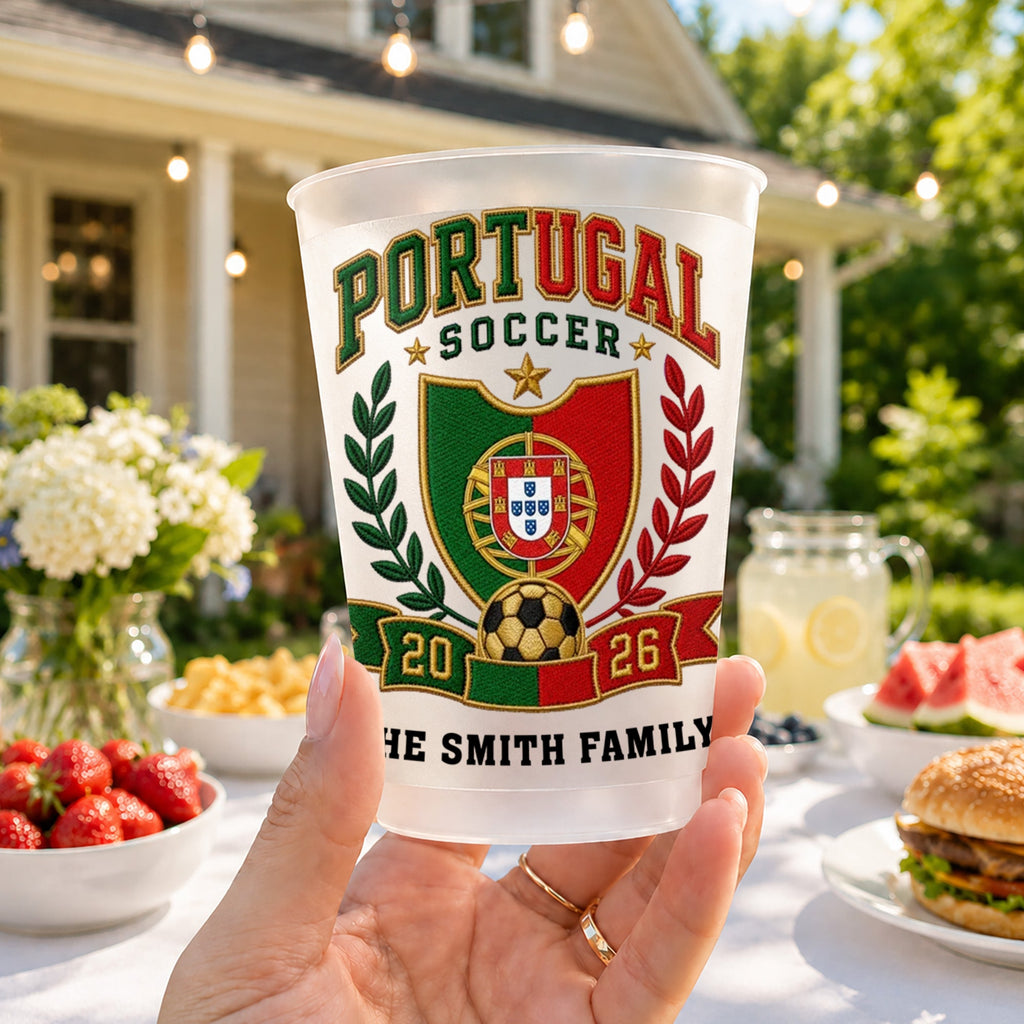 Personalized Frosted Cups with Soccer Crest for Family Events Frosted Cups GradoCreations