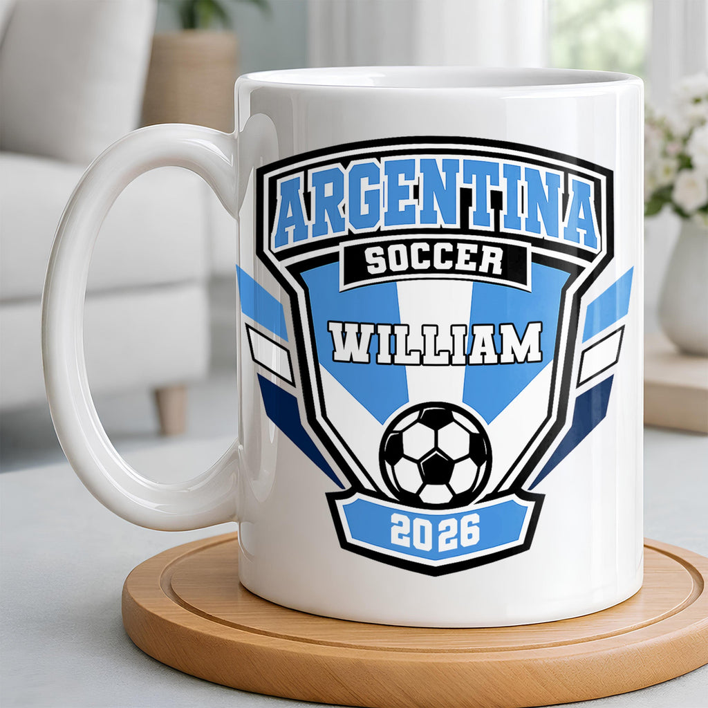 Personalized Argentina Soccer Coffee Mug Custom Name Gift for Dad Edge-to-edge Mug GradoCreations