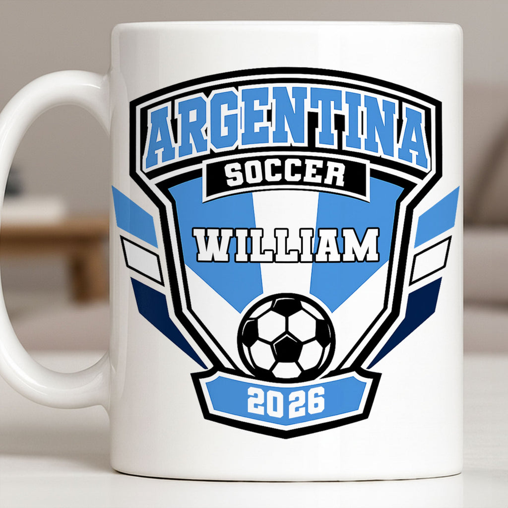 Personalized Argentina Soccer Coffee Mug Custom Name Gift for Dad Edge-to-edge Mug GradoCreations