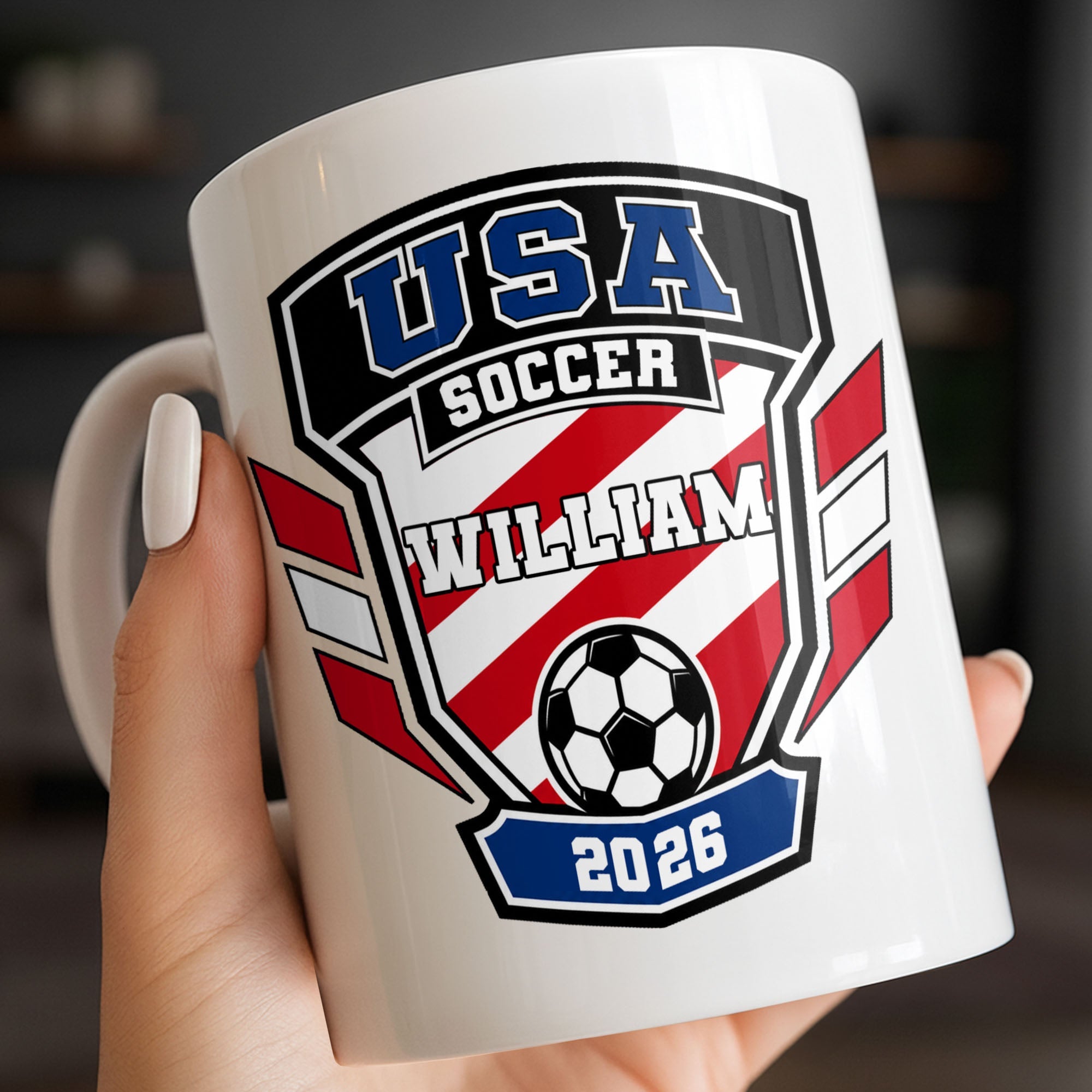 Personalized Argentina Soccer Coffee Mug Custom Name Gift for Dad Edge-to-edge Mug GradoCreations