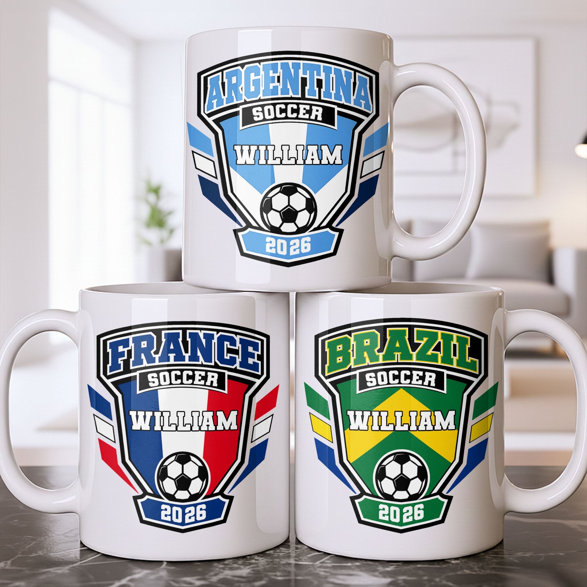 Personalized Argentina Soccer Coffee Mug Custom Name Gift for Dad Edge-to-edge Mug GradoCreations