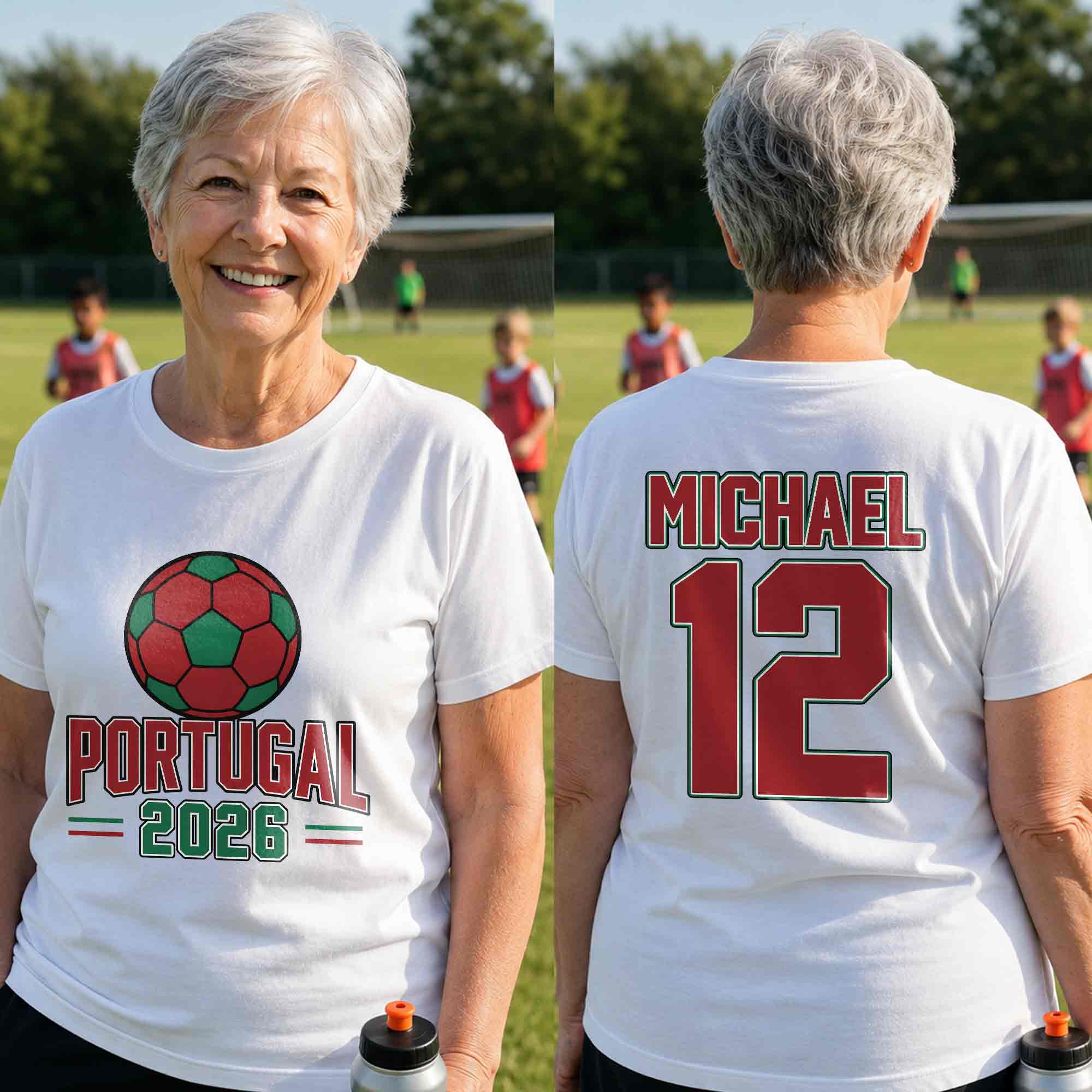 Personalized Portugal Football T-Shirt Custom Name & Number Gift T-Shirt Font and Back GradoCreations