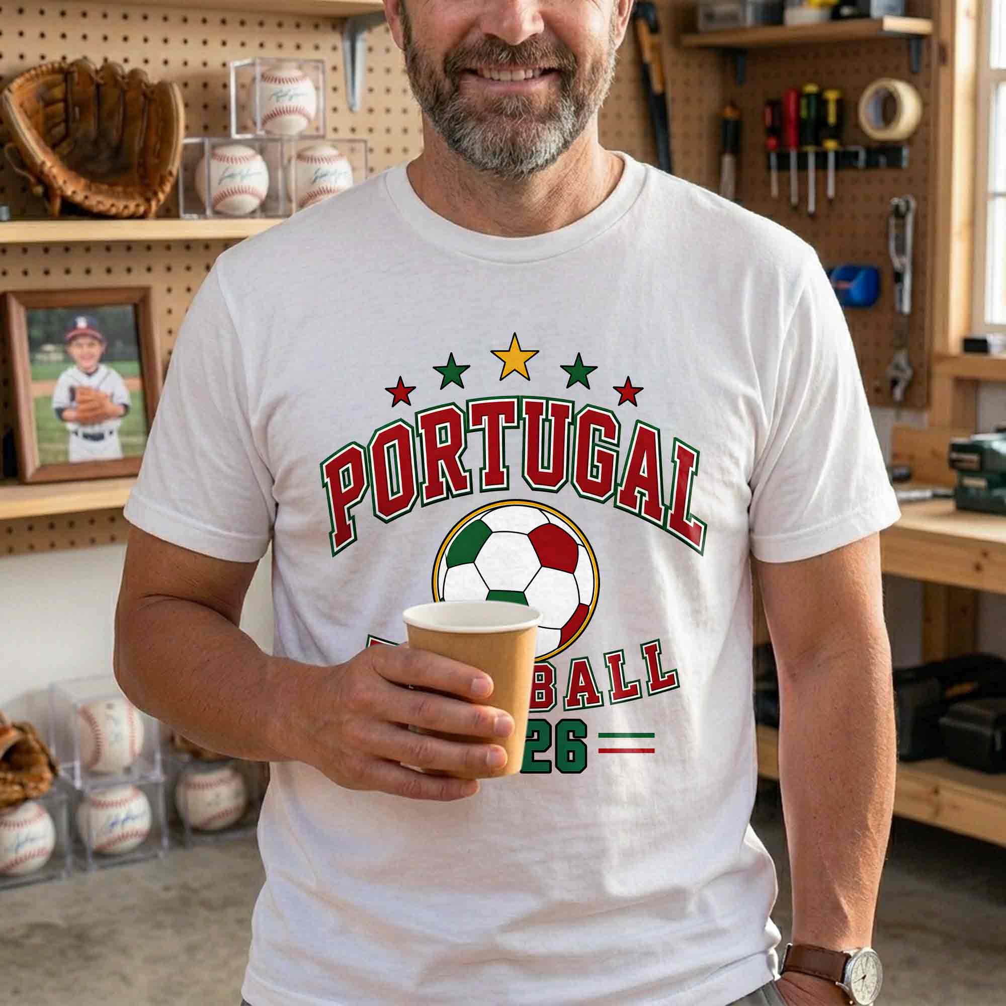 Personalized Portugal Football Custom Name Soccer Ball Gift T-Shirt Font and Back GradoCreations
