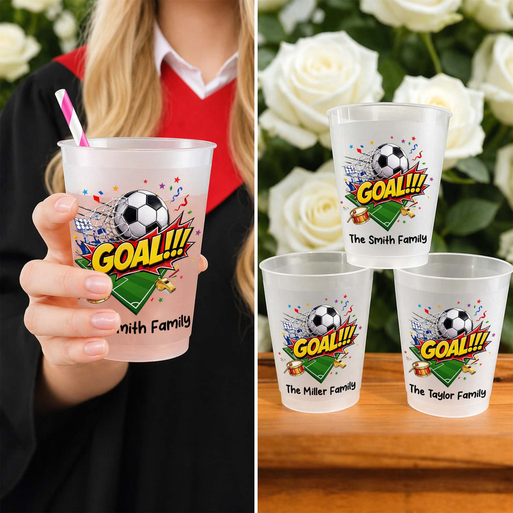 Personalized Frosted Cups Custom Family Name Soccer Gift Frosted Cups GradoCreations