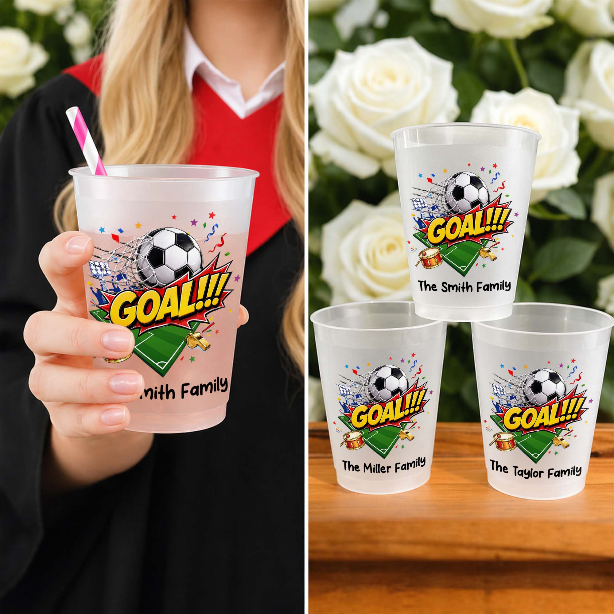 Personalized Frosted Cups Custom Family Name Soccer Gift Frosted Cups GradoCreations