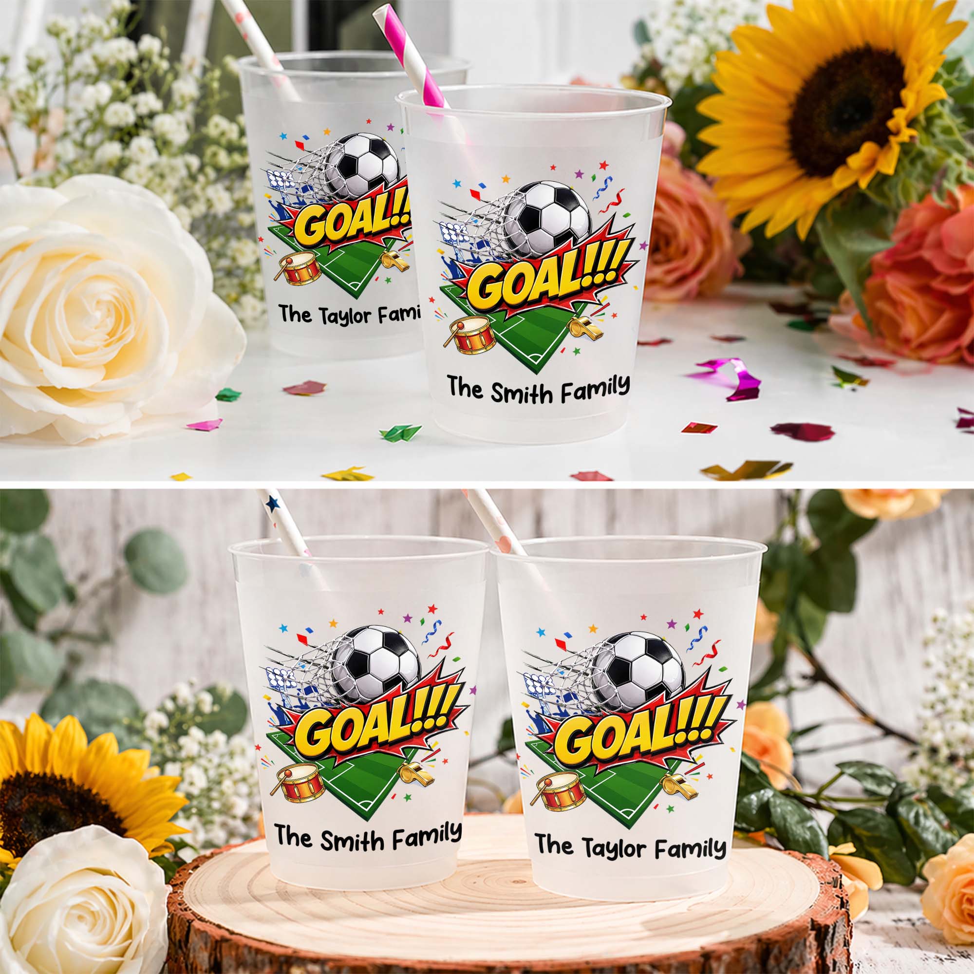 Personalized Frosted Cups Custom Family Name Soccer Gift Frosted Cups GradoCreations