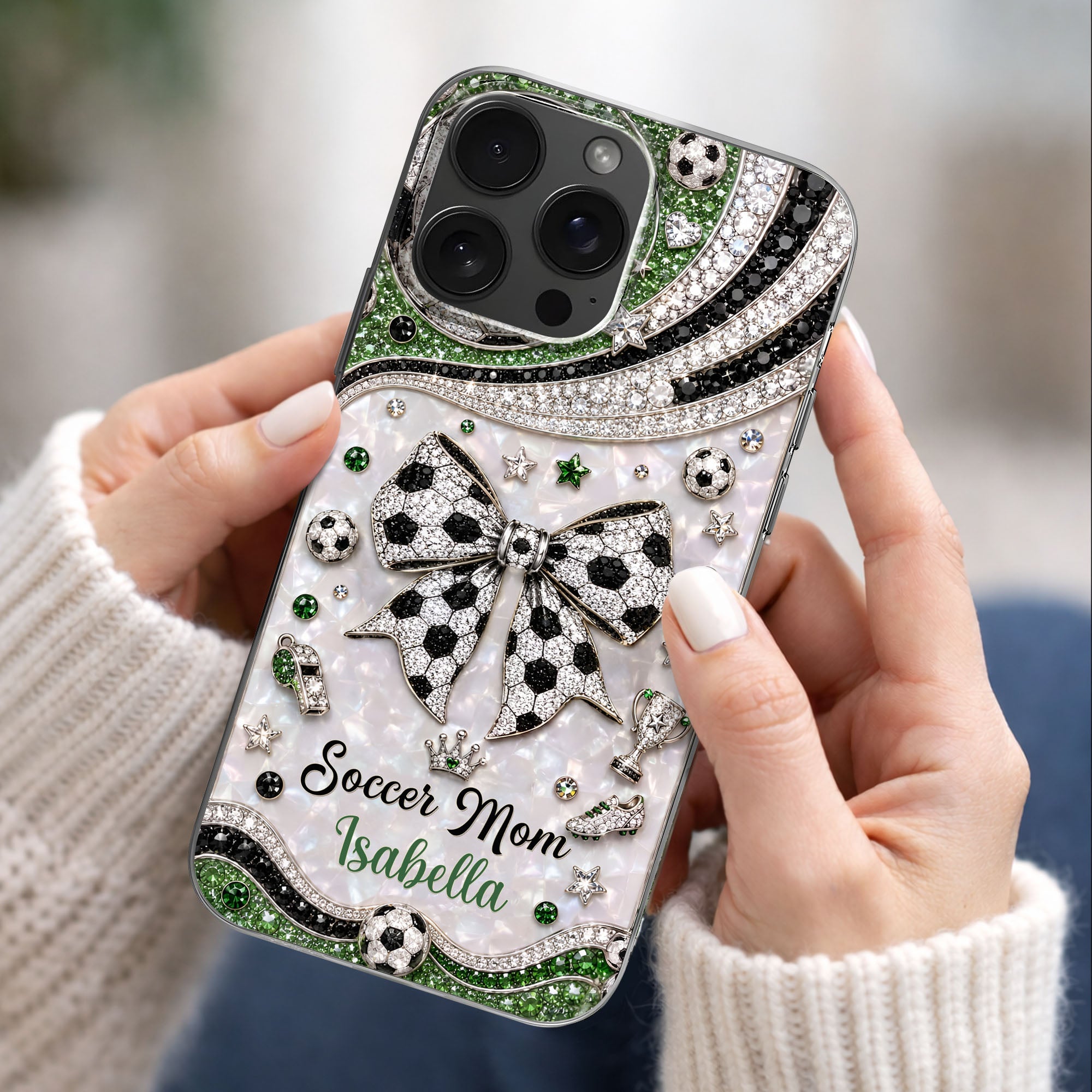Personalized Clear Phone Case with Soccer Mom Design Gift for Her Clear Phone Case GradoCreations