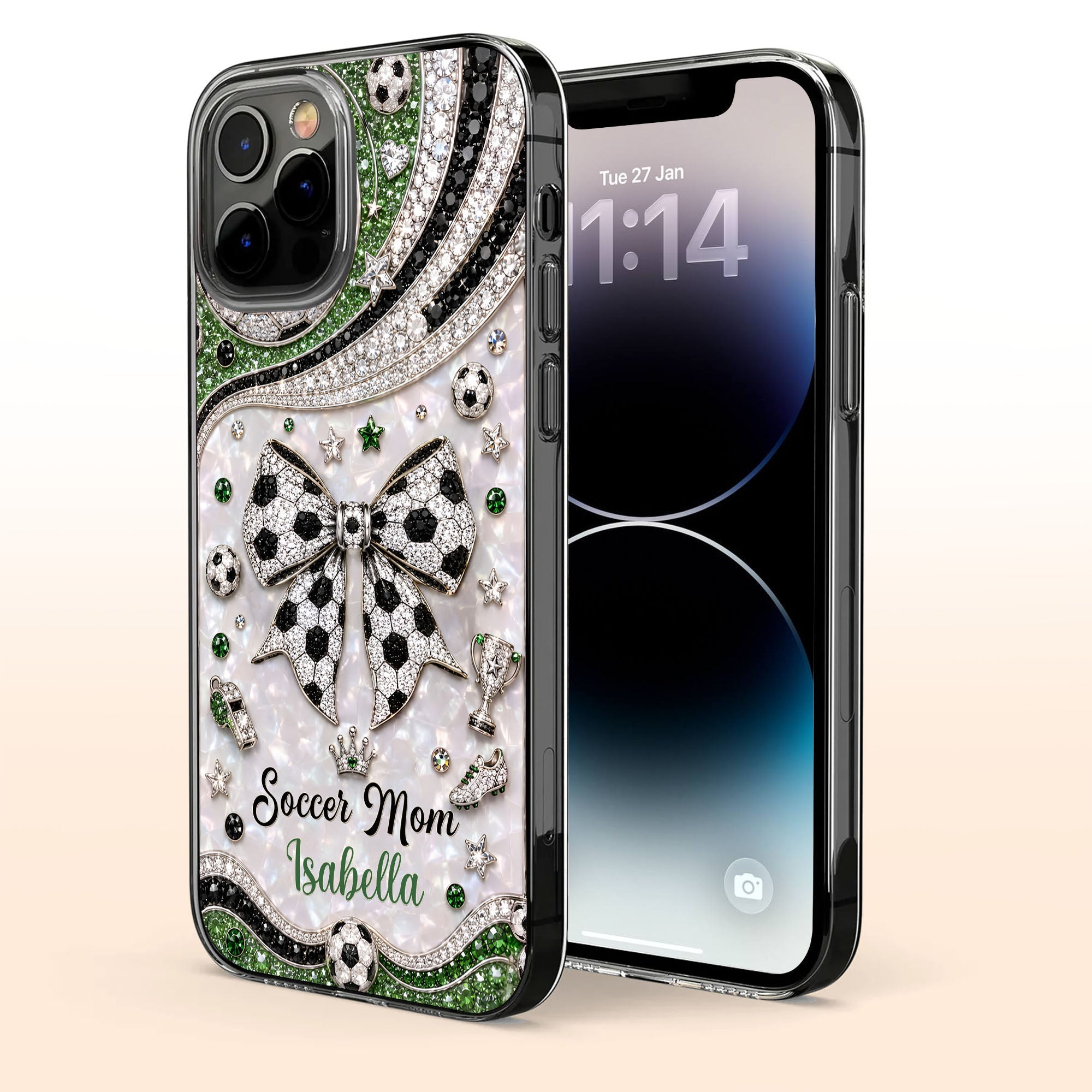 Personalized Clear Phone Case with Soccer Mom Design Gift for Her Clear Phone Case GradoCreations