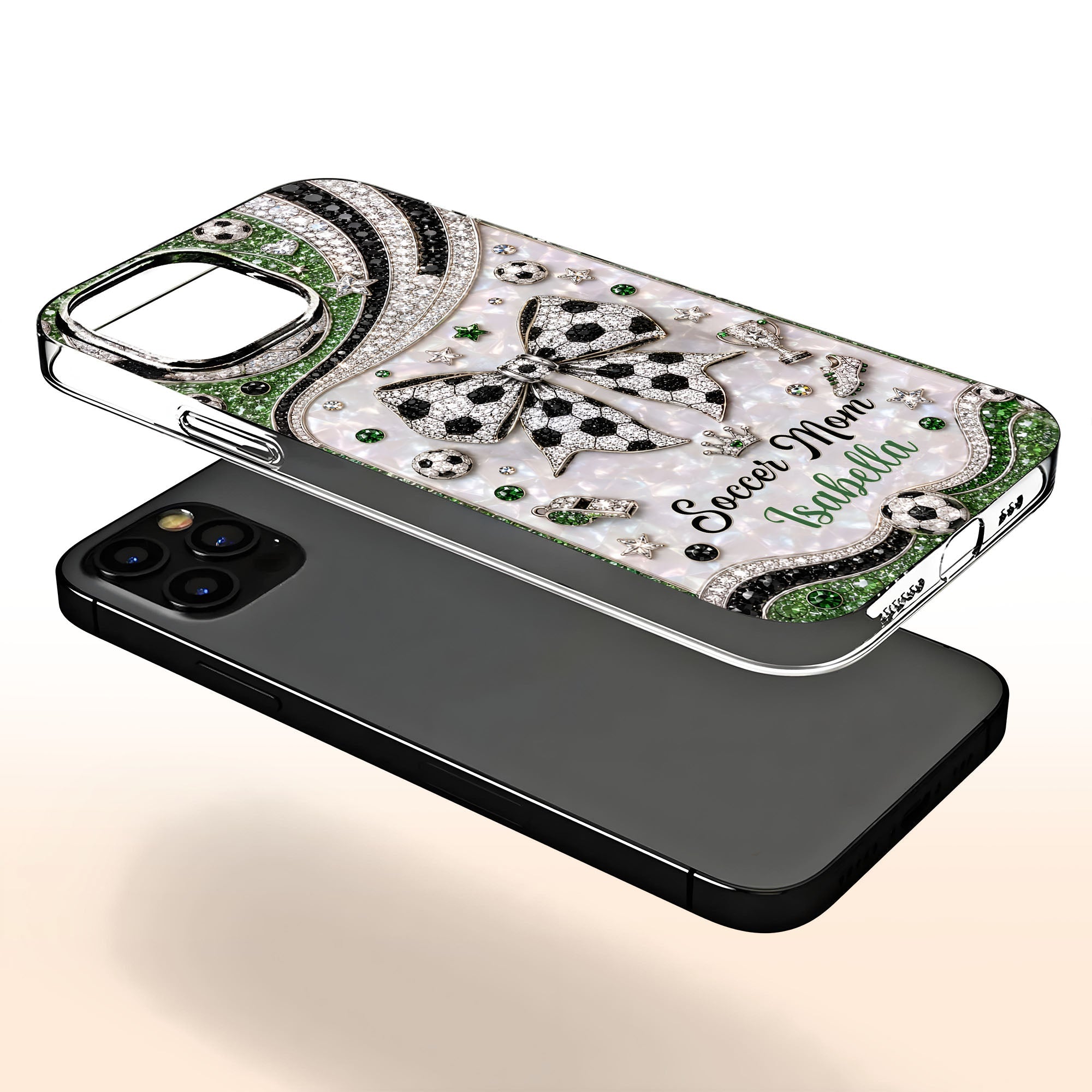 Personalized Clear Phone Case with Soccer Mom Design Gift for Her Clear Phone Case GradoCreations