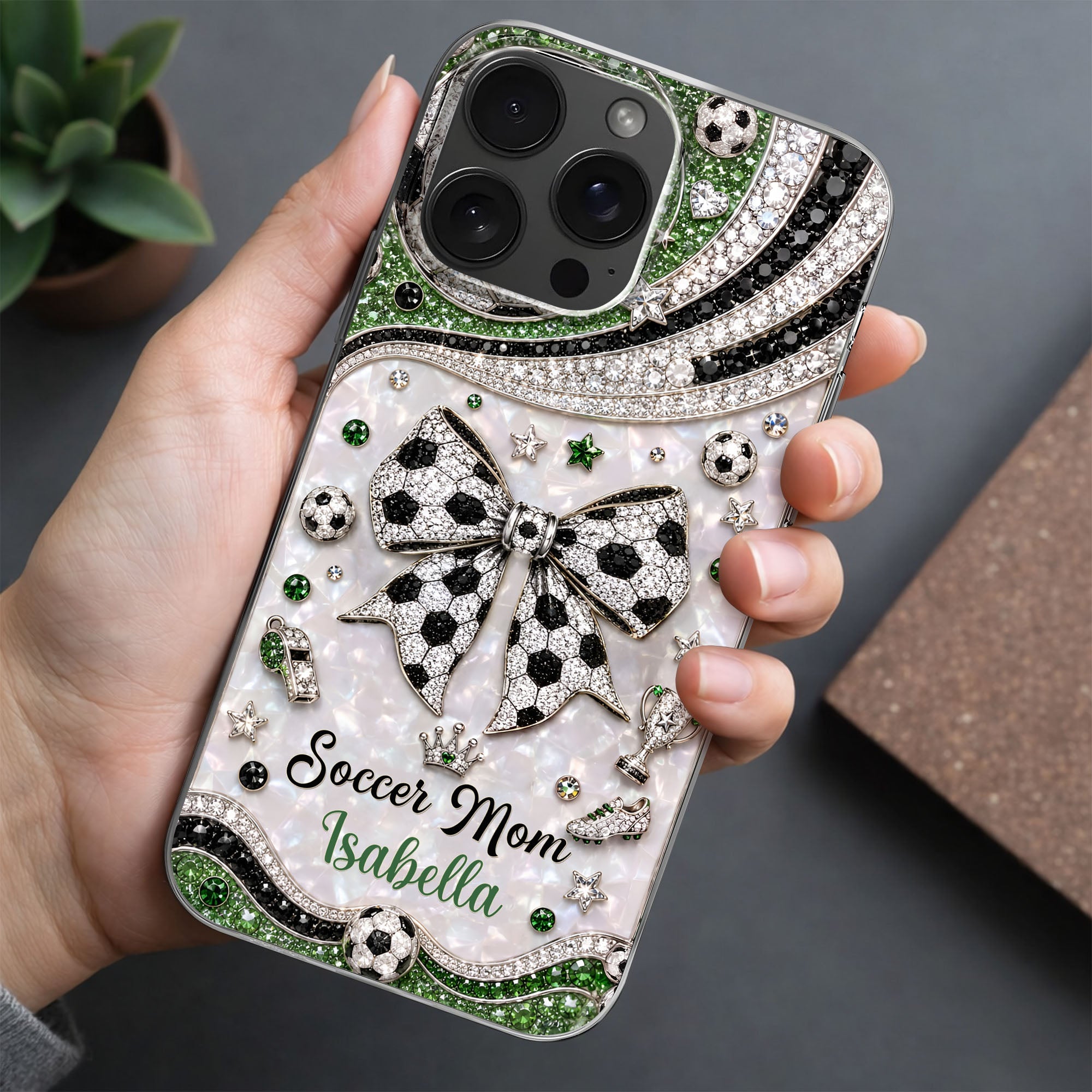 Personalized Clear Phone Case with Soccer Mom Design Gift for Her Clear Phone Case GradoCreations