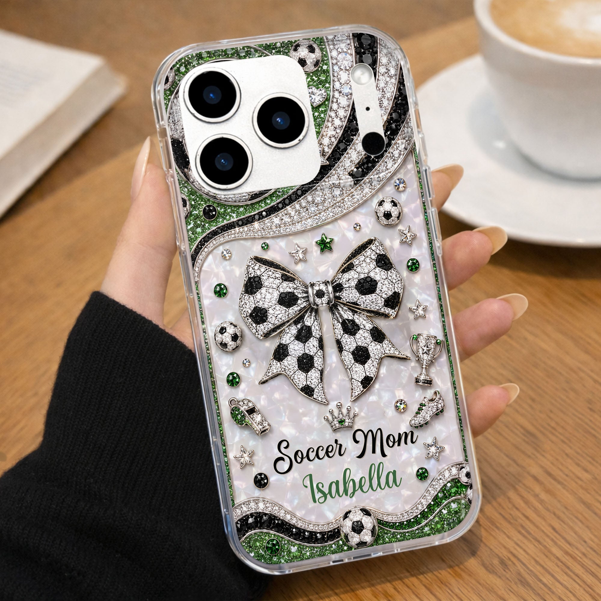 Personalized Clear Phone Case with Soccer Mom Design Gift for Her Clear Phone Case GradoCreations