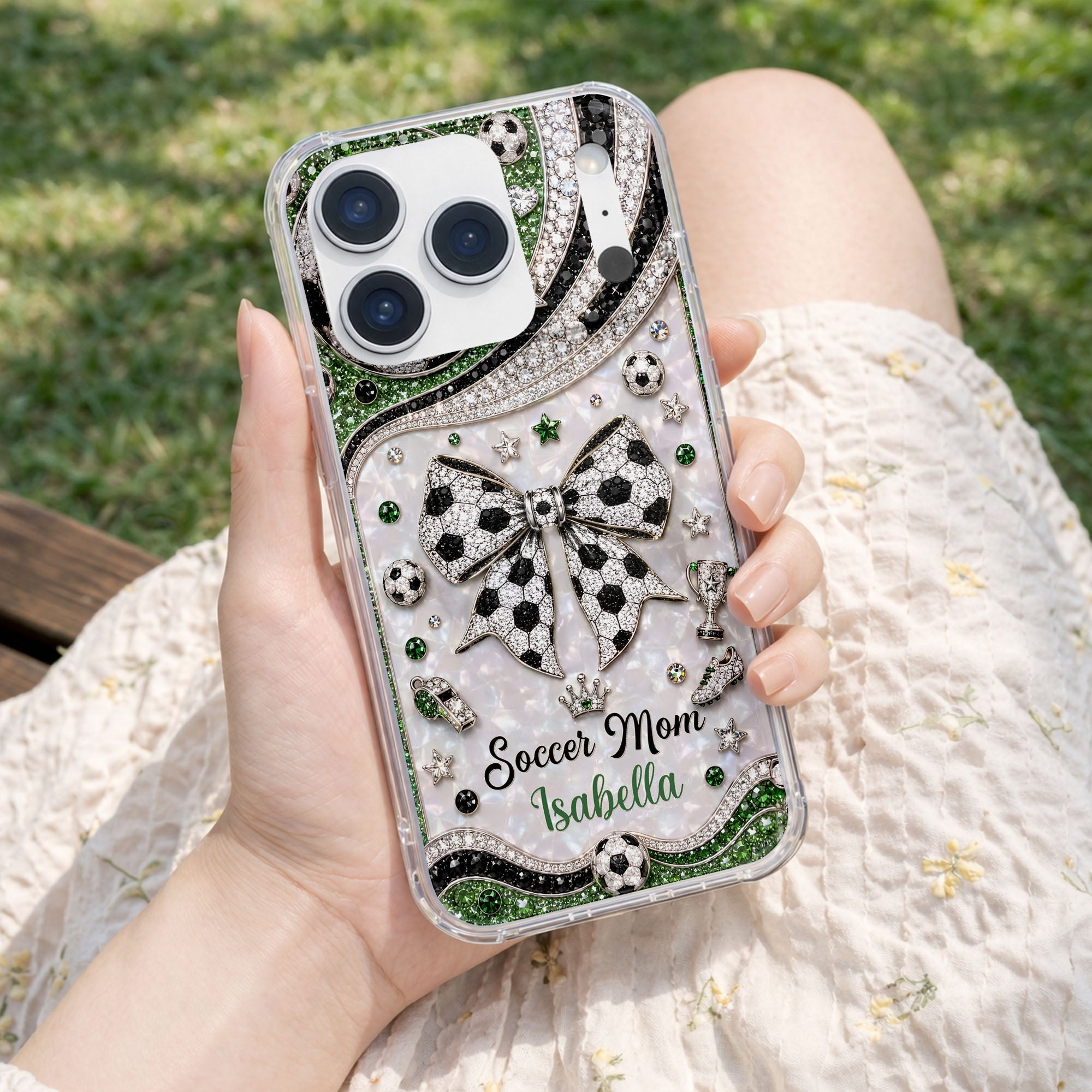 Personalized Clear Phone Case with Soccer Mom Design Gift for Her Clear Phone Case GradoCreations