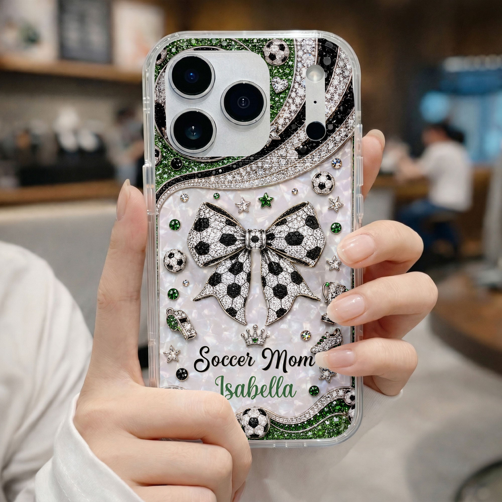 Personalized Clear Phone Case with Soccer Mom Design Gift for Her Clear Phone Case GradoCreations