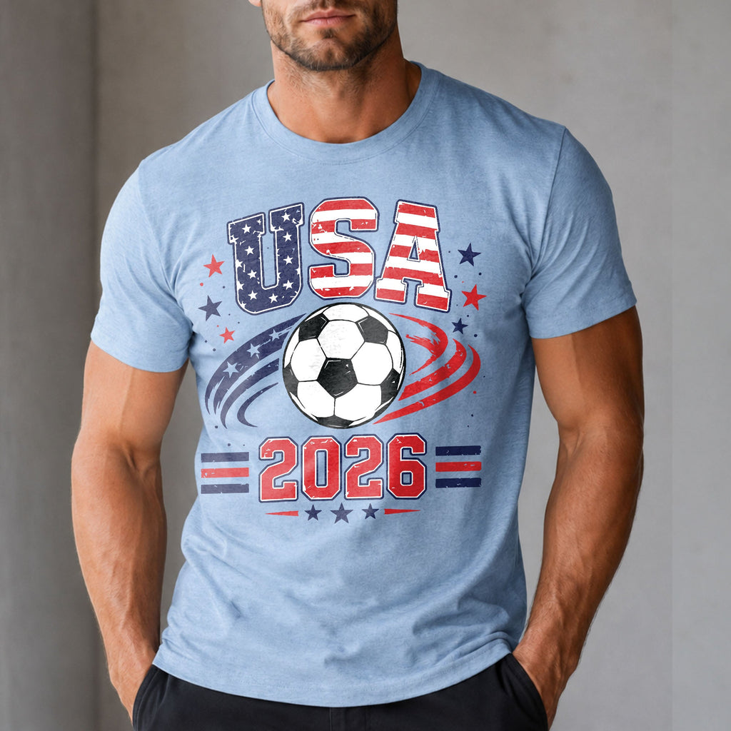 Personalized Soccer American Flag T-Shirt Custom Design for Dad T-Shirt Font and Back GradoCreations