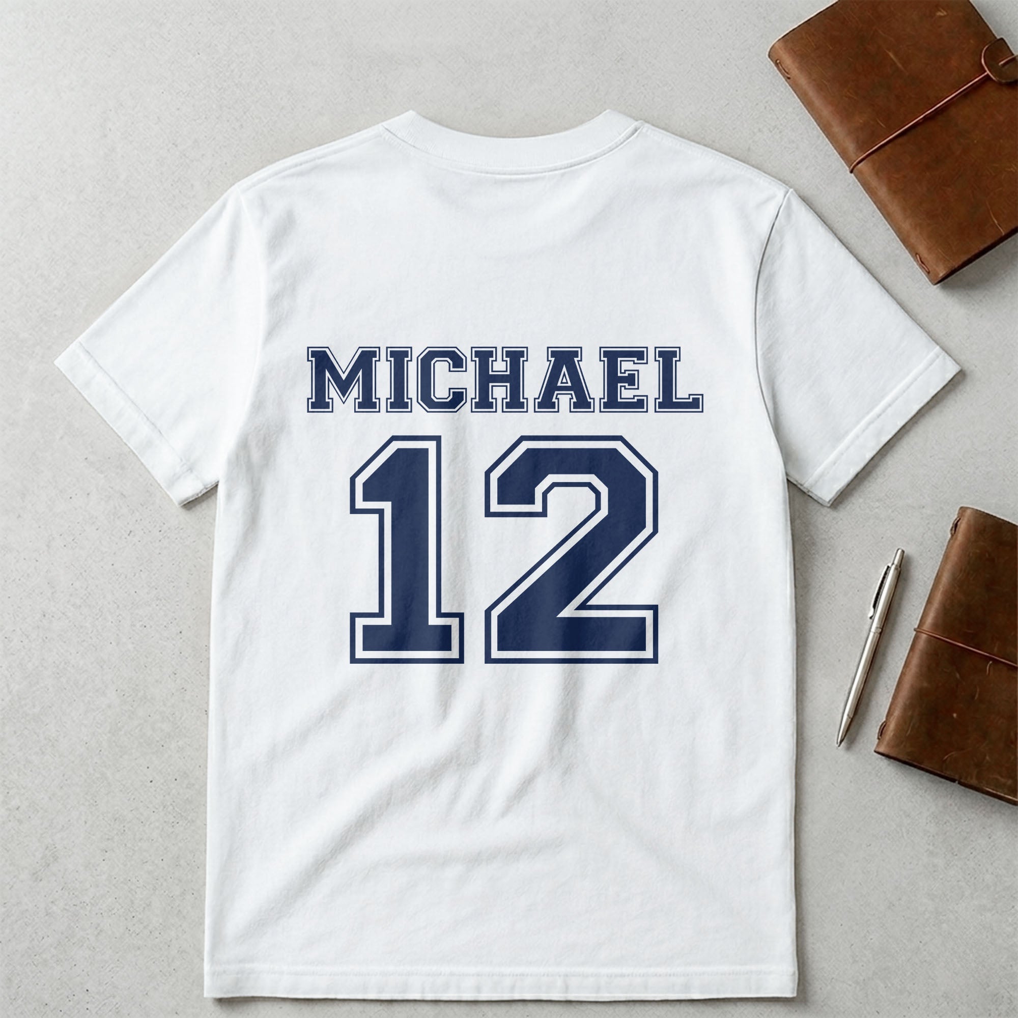 Personalized Soccer American Flag T-Shirt Custom Design for Dad T-Shirt Font and Back GradoCreations
