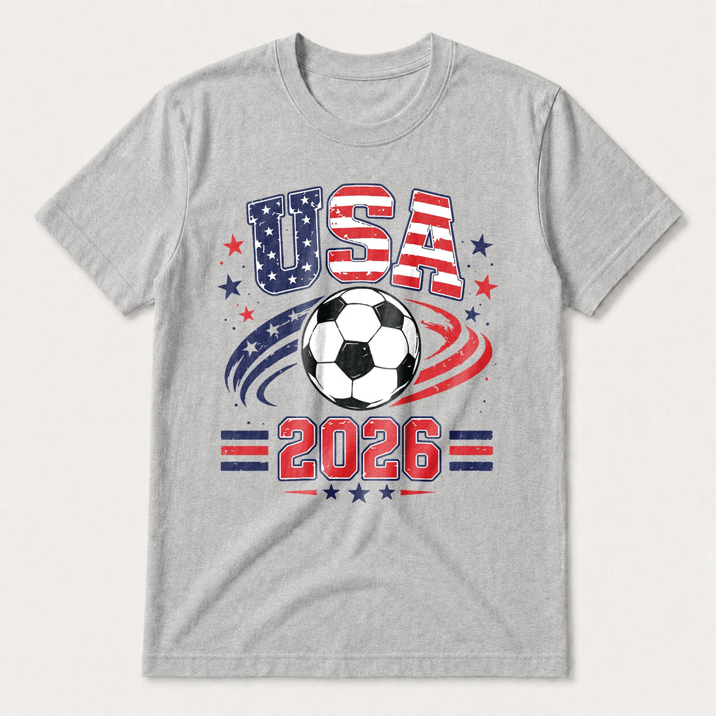 Personalized Soccer American Flag T-Shirt Custom Design for Dad T-Shirt Font and Back GradoCreations