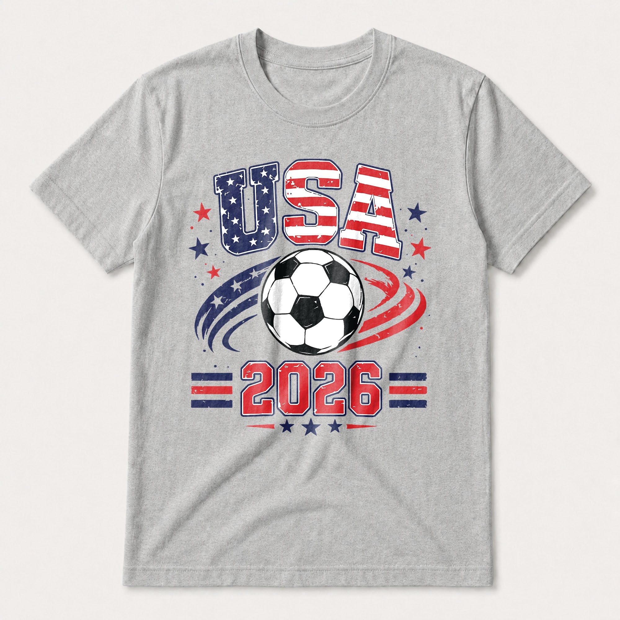 Personalized Soccer American Flag T-Shirt Custom Design for Dad T-Shirt Font and Back GradoCreations