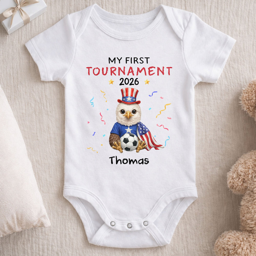 Personalized Soccer Baby Onesie Custom Name Eagle 4th of July Gift Baby Onesie GradoCreations