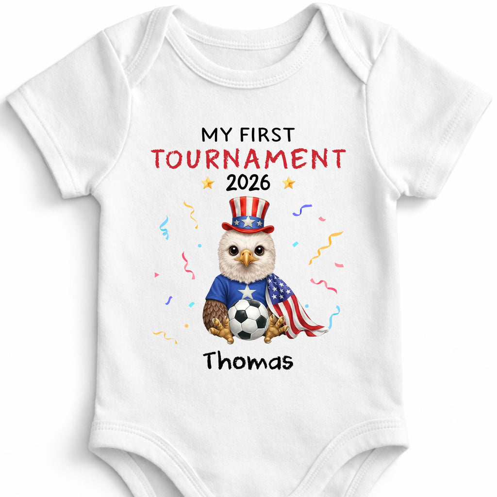 Personalized Soccer Baby Onesie Custom Name Eagle 4th of July Gift Baby Onesie GradoCreations
