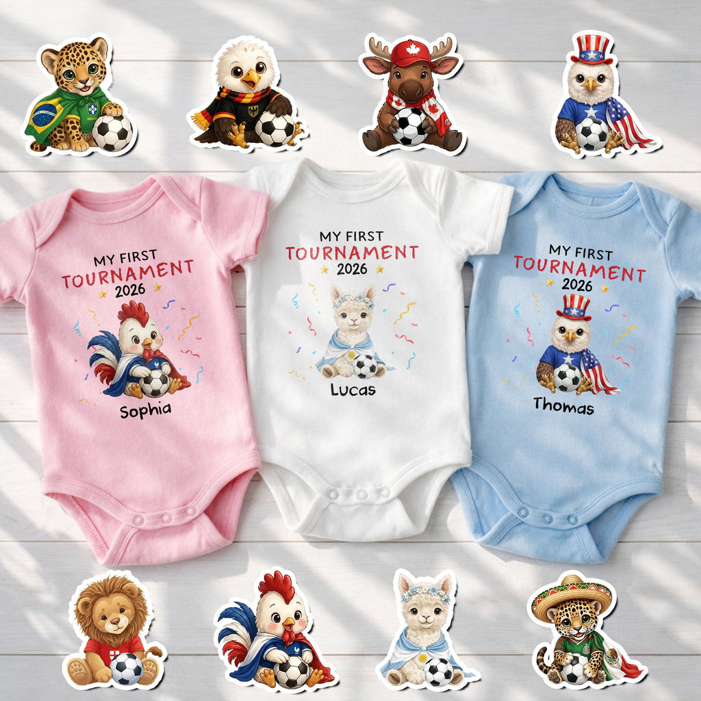 Personalized Soccer Baby Onesie Custom Name Eagle 4th of July Gift Baby Onesie GradoCreations