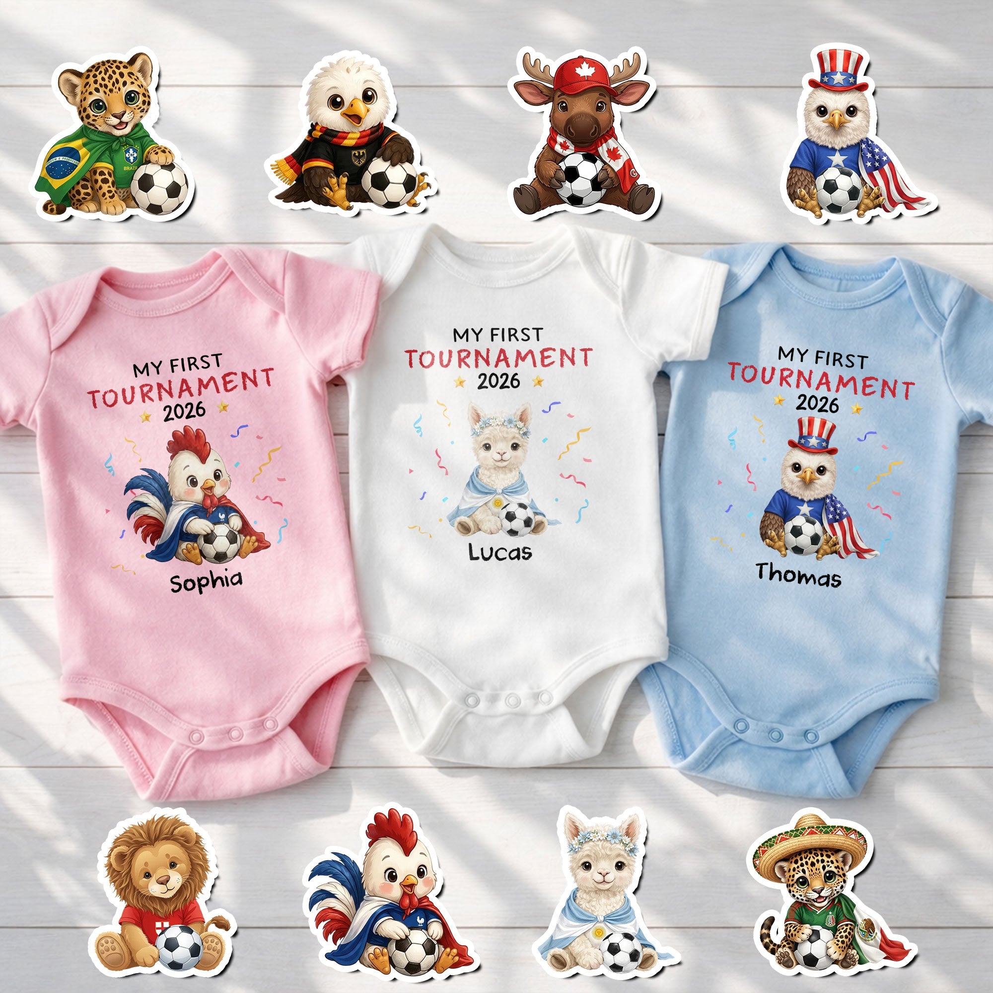 Personalized Soccer Baby Onesie Custom Name Eagle 4th of July Gift Baby Onesie GradoCreations