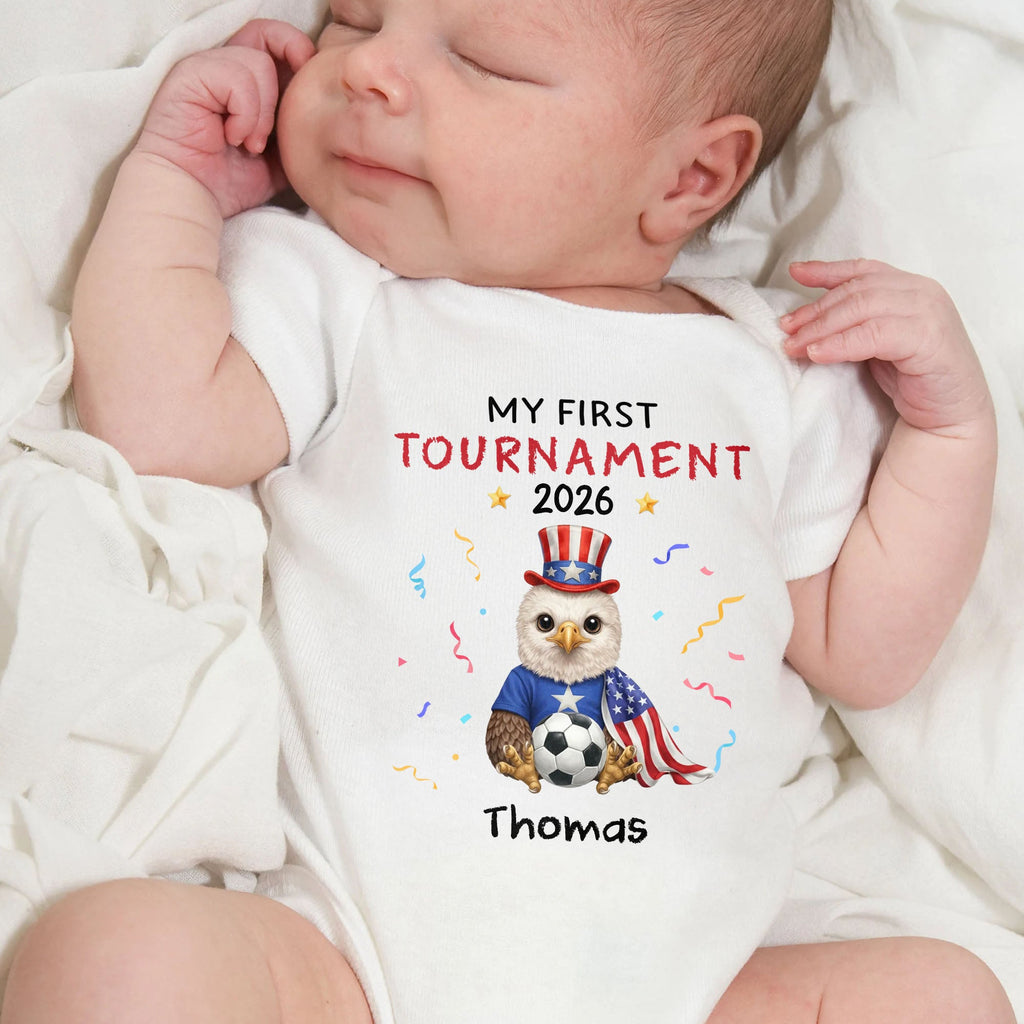 Personalized Soccer Baby Onesie Custom Name Eagle 4th of July Gift Baby Onesie GradoCreations