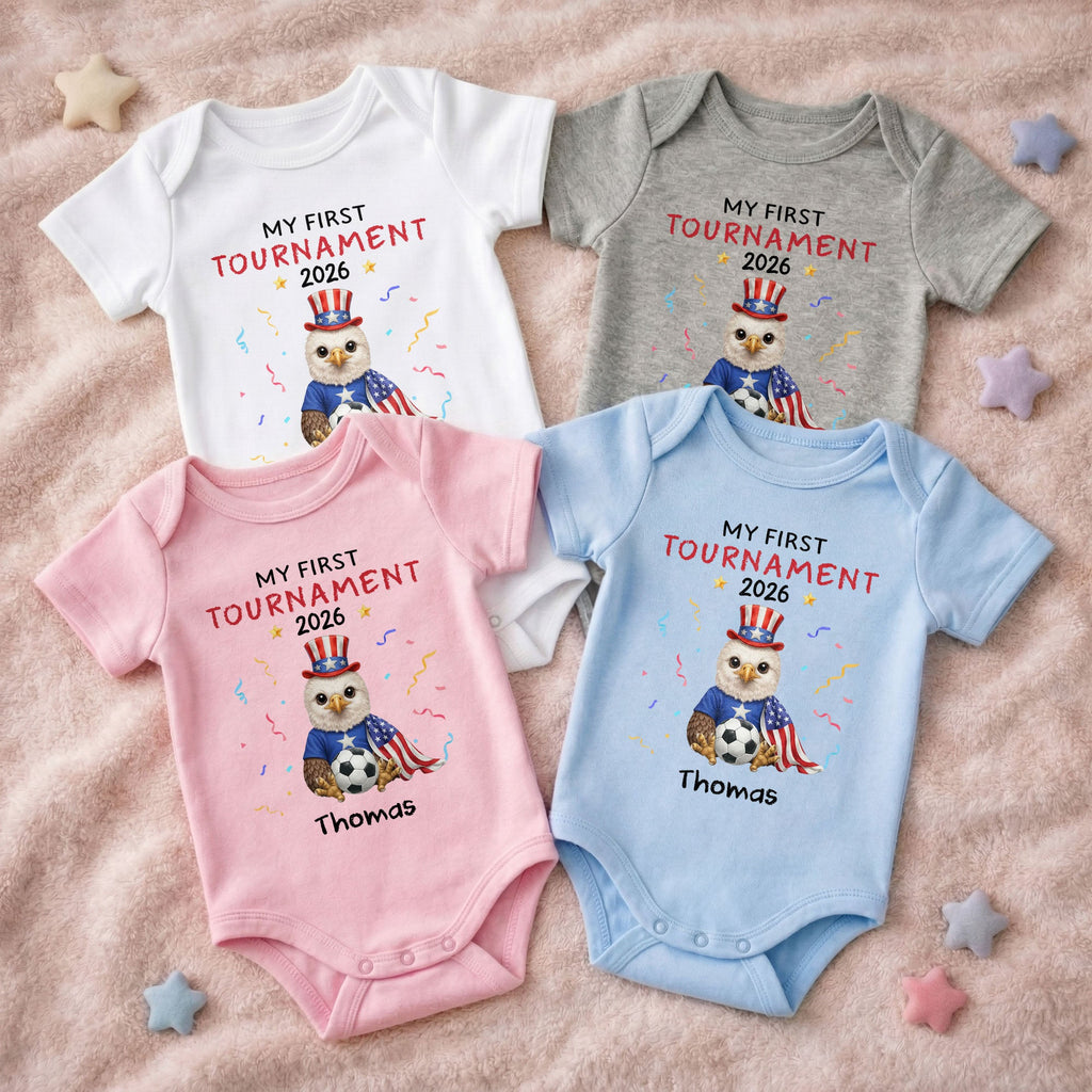 Personalized Soccer Baby Onesie Custom Name Eagle 4th of July Gift Baby Onesie GradoCreations