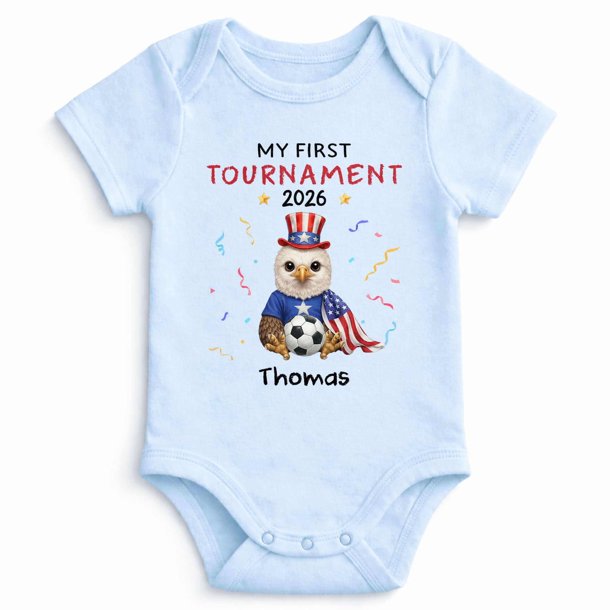 Personalized Soccer Baby Onesie Custom Name Eagle 4th of July Gift Baby Onesie GradoCreations
