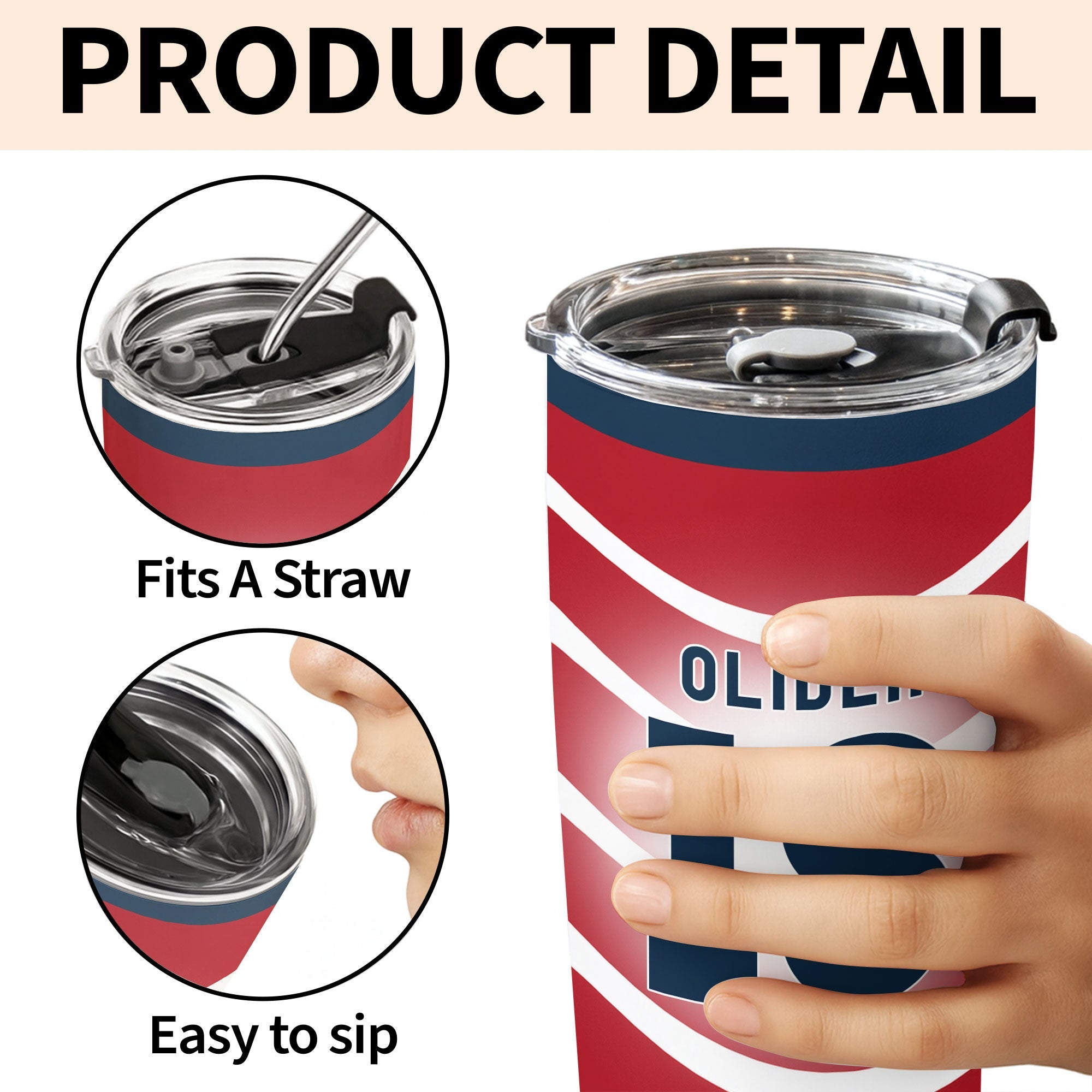 Personalized 20oz Stainless Steel Tumbler Custom Jersey Design Gift for Sports Lovers 20oz Tumbler GradoCreations