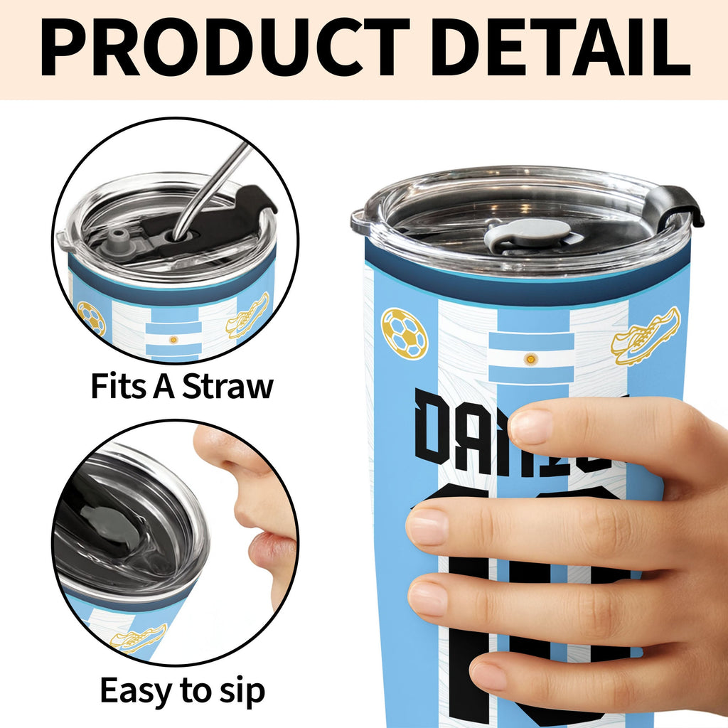 Personalized Soccer Fan Tumbler 20oz Custom Name Gift 20oz Tumbler GradoCreations