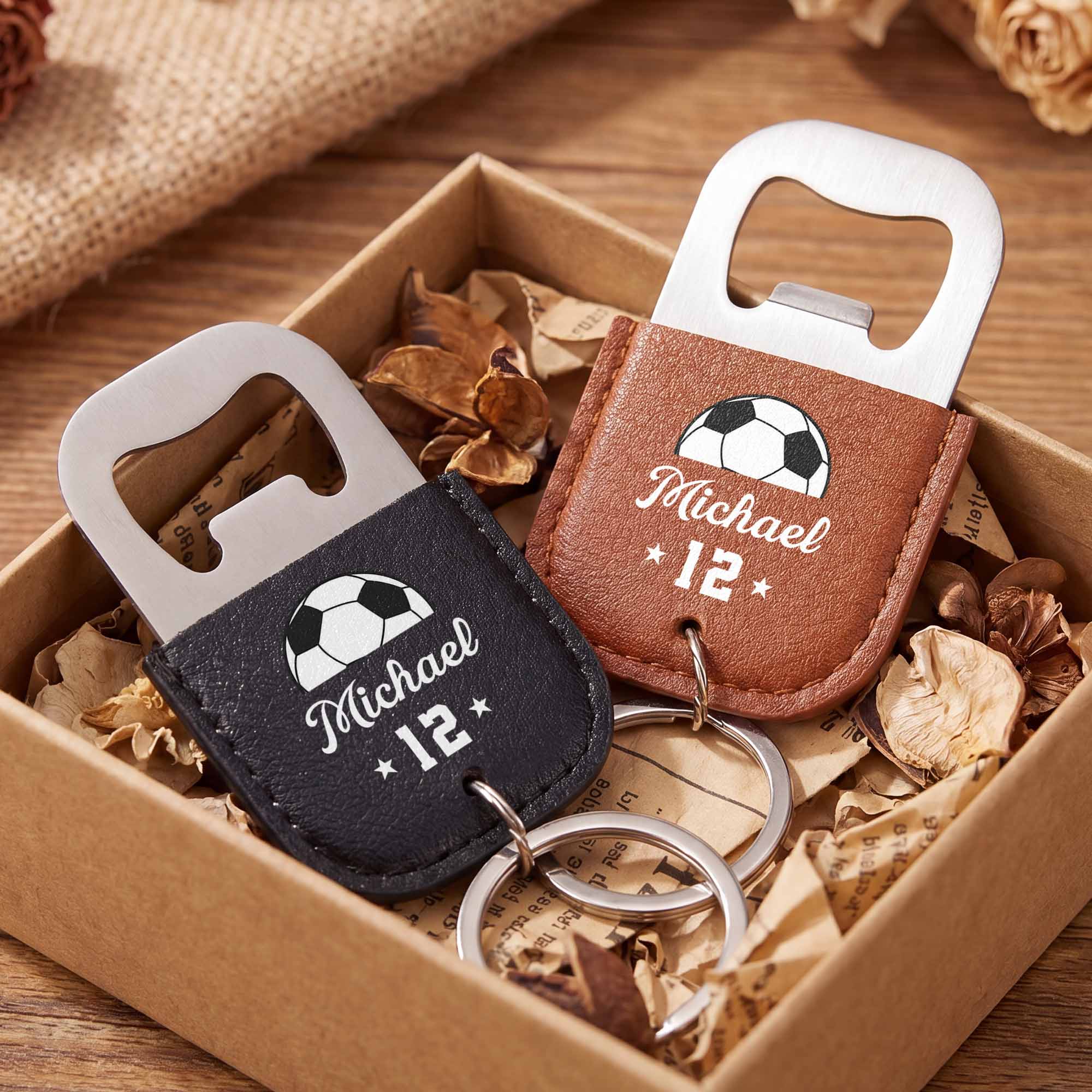 Personalized Leather Bottle Opener Keychain Custom Name Gift for Dad Leather Bottle Opener Keychain GradoCreations