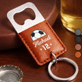 Personalized Leather Bottle Opener Keychain Custom Name Gift for Dad Leather Bottle Opener Keychain GradoCreations